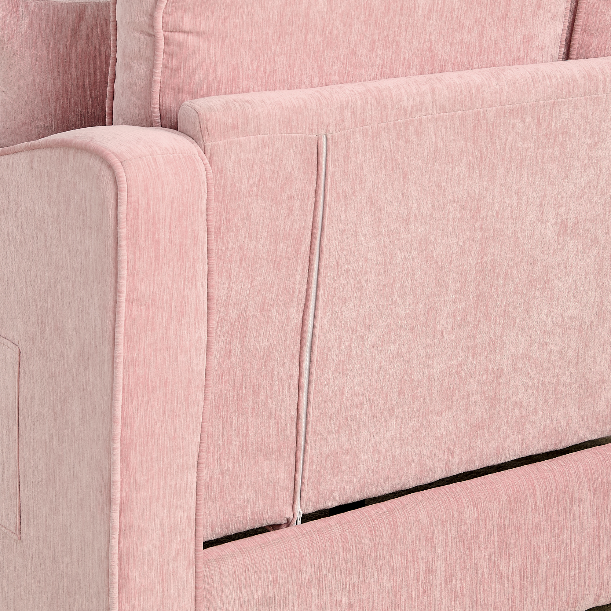 Two-seater sofa, double sofa chaise longue, with irregular armrests and backrests, footrest with storage space, comes with two small throw pillows, suitable for living room and bedroom -Pink - Image 5