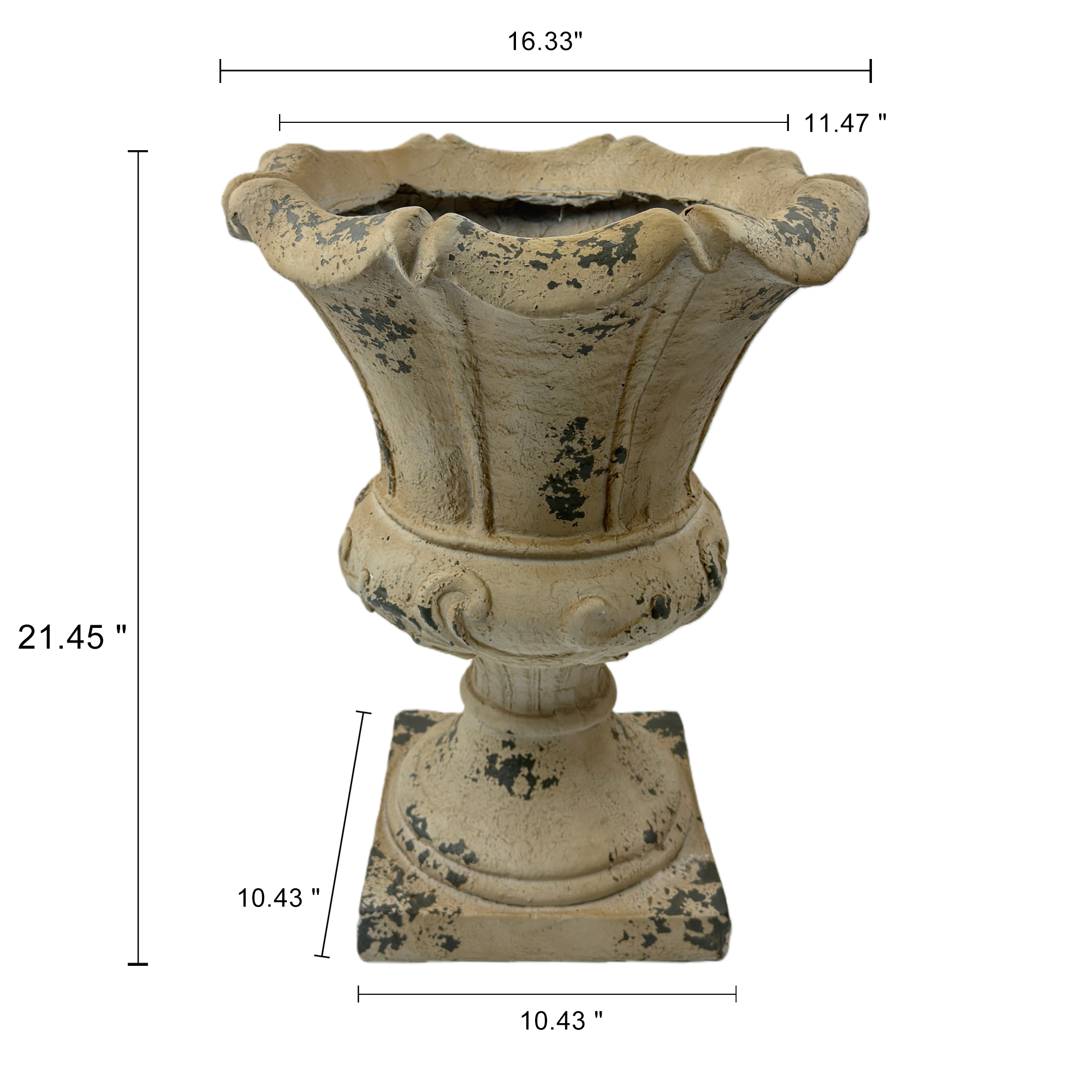 MGO Garden Planter, Garden decoration and planting,Color Antique White, Side 16.33"Wx16.33''Dx21.45"H - Image 3