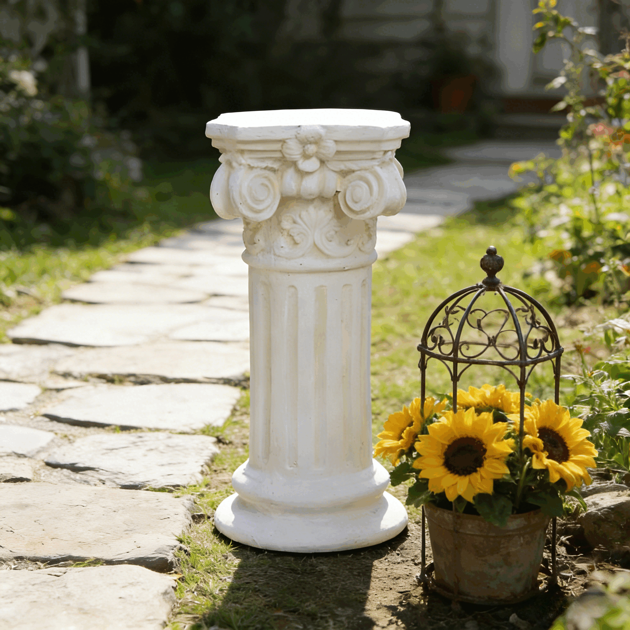 Garden Decorative Column, 15"Retro Elegant White Ancient Greek Style Roman Column, Suitable for Garden Decoration, Suitable for Weddings And Dining Tables, Multifunctional Indoor/outdoor Use, Perfect - Image 4
