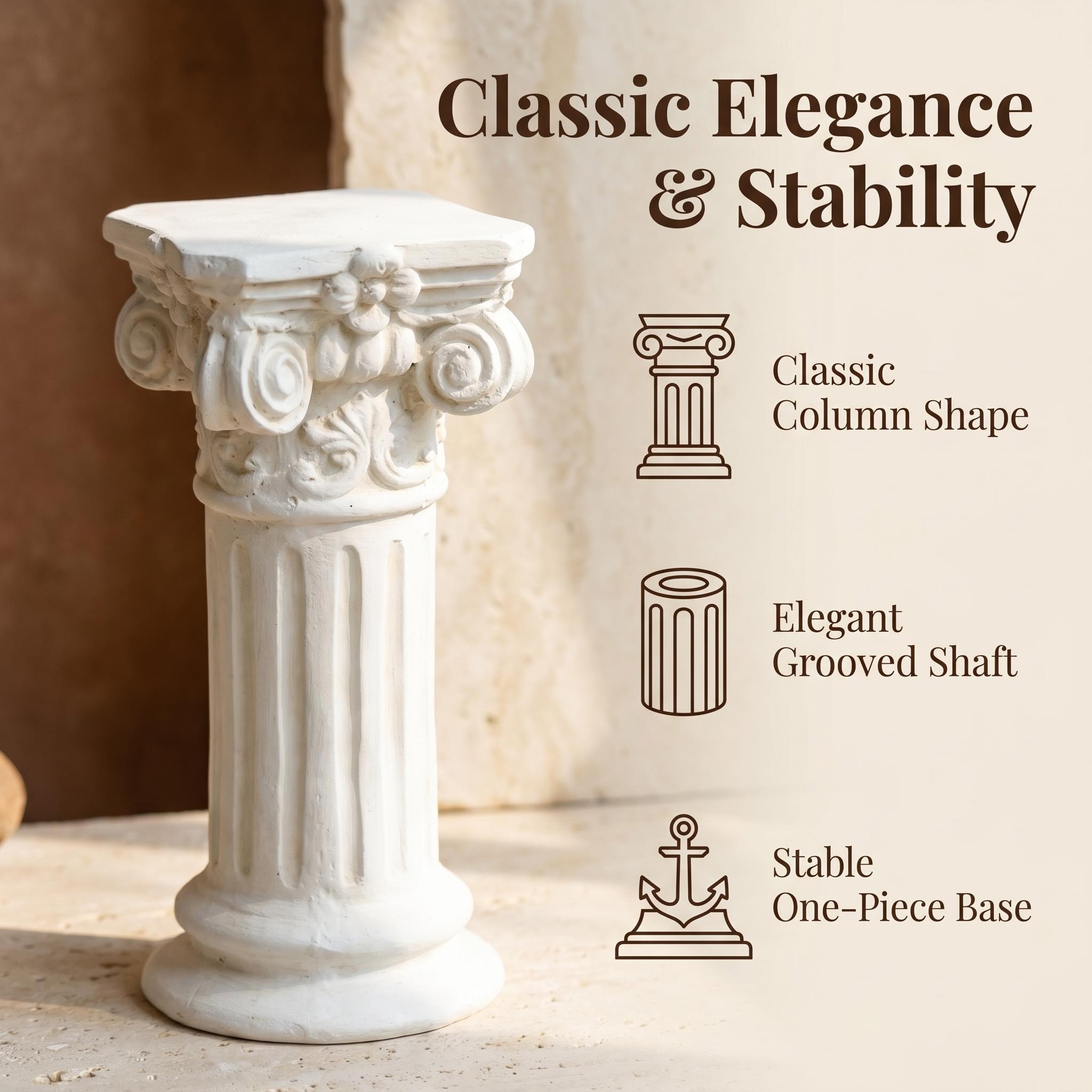 Garden Decorative Column, 15"Retro Elegant White Ancient Greek Style Roman Column, Suitable for Garden Decoration, Suitable for Weddings And Dining Tables, Multifunctional Indoor/outdoor Use, Perfect - Image 6