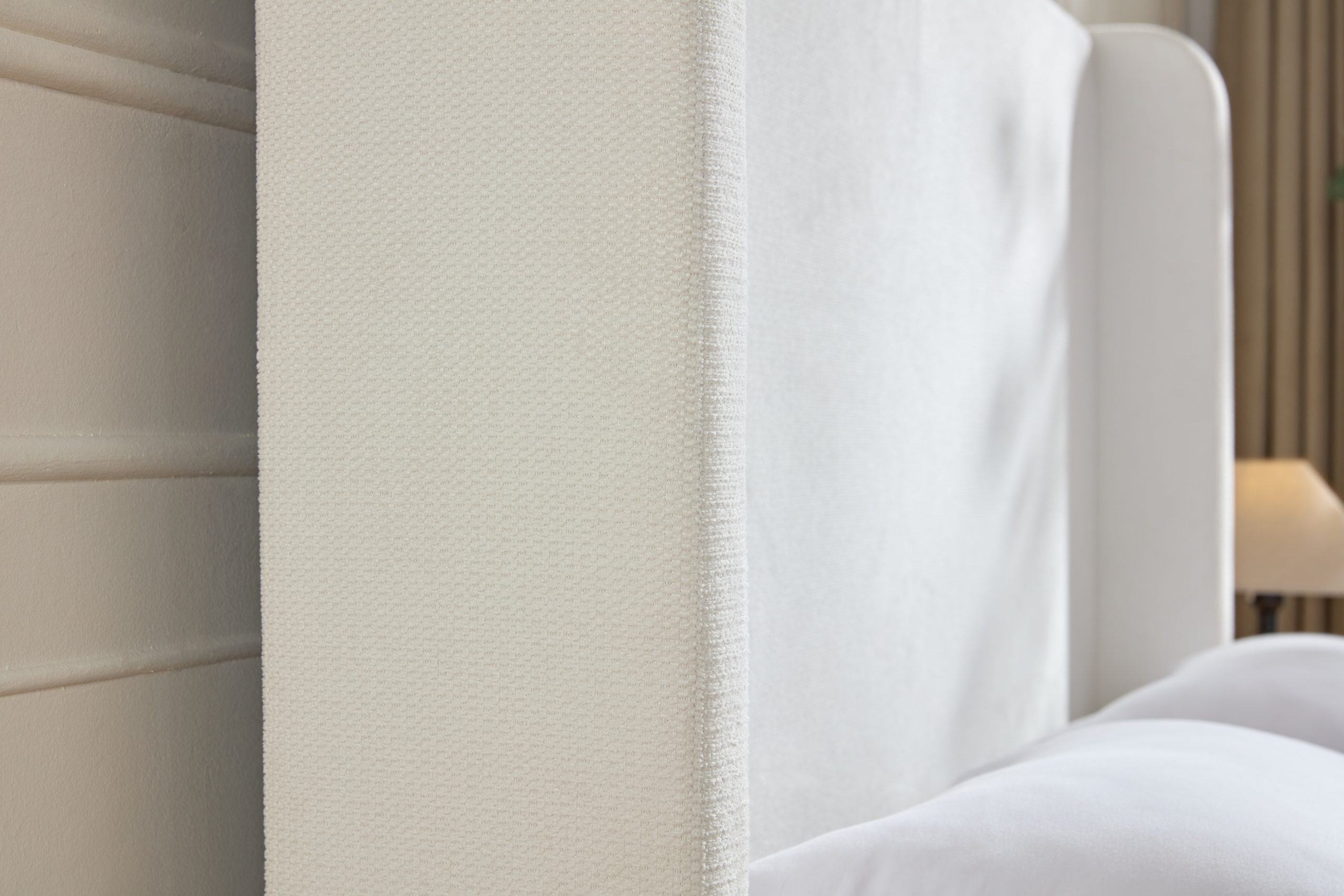 Harper Tall Headboard Upholstered Bed / 54" High Headboard / Elegant Simplicity / No Box Spring Needed / Easy Assembly / California King / Cream White Chenille - Image 5