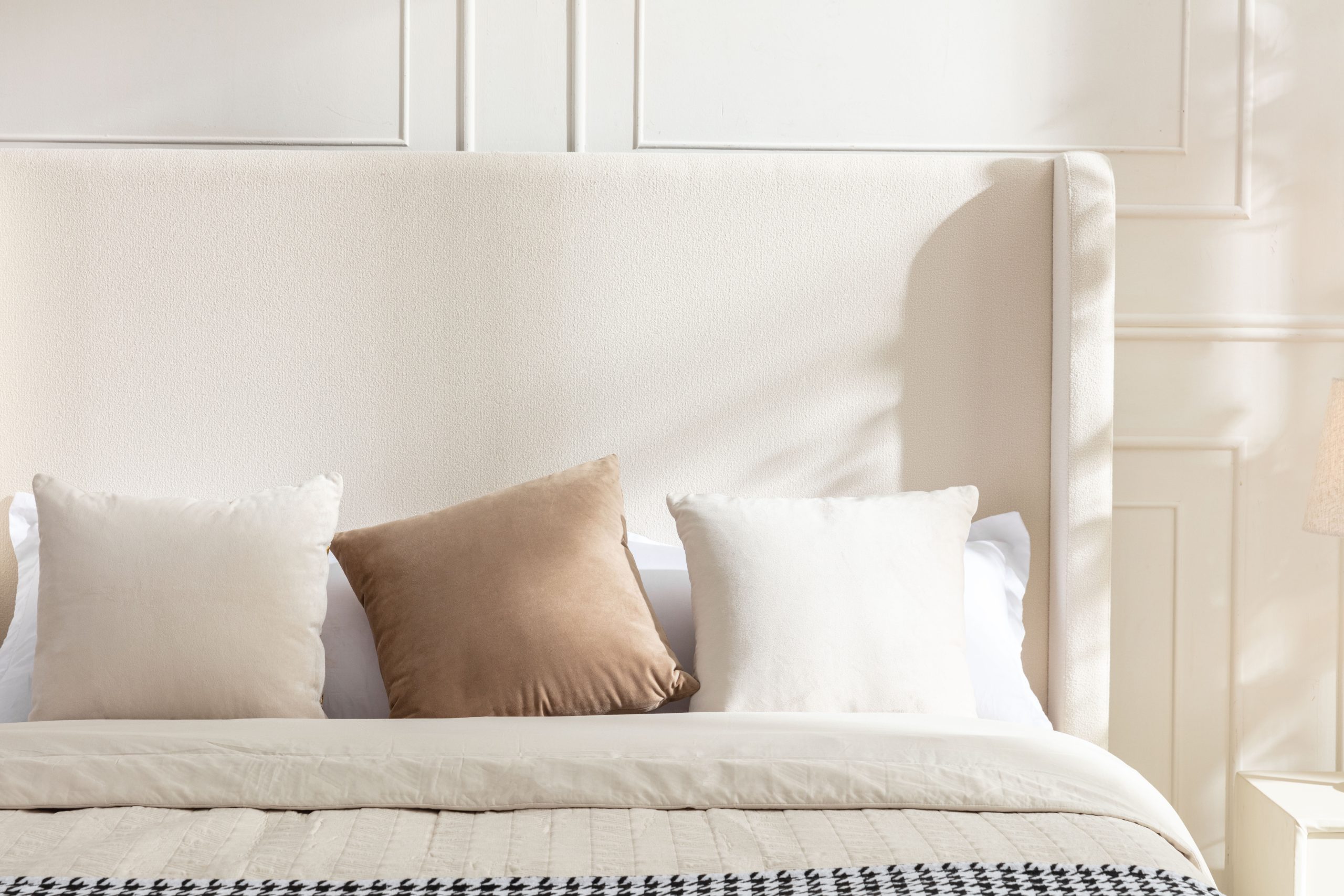 Harper Tall Headboard Upholstered Bed / 54" High Headboard / Elegant Simplicity / No Box Spring Needed / Easy Assembly / California King / Ivory Boucle - Image 5