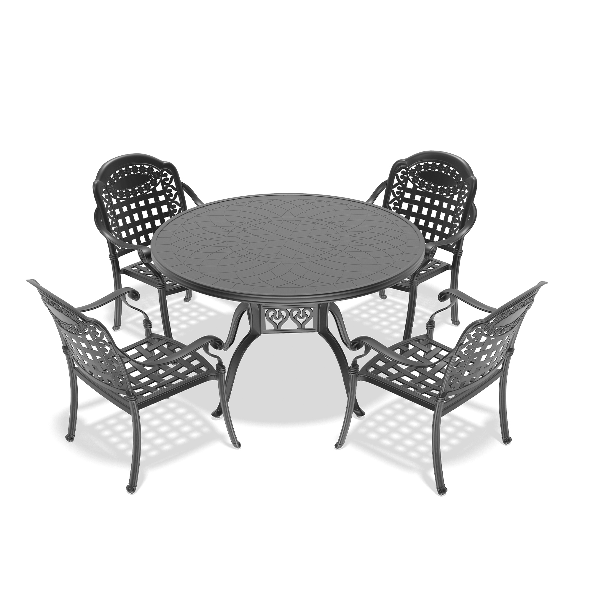 5-Piece Set Of Cast Aluminum Patio Furniture With Black Frame and Blue Seat Cushions(same sku:W1710S00075,W1710S00041) - Image 4