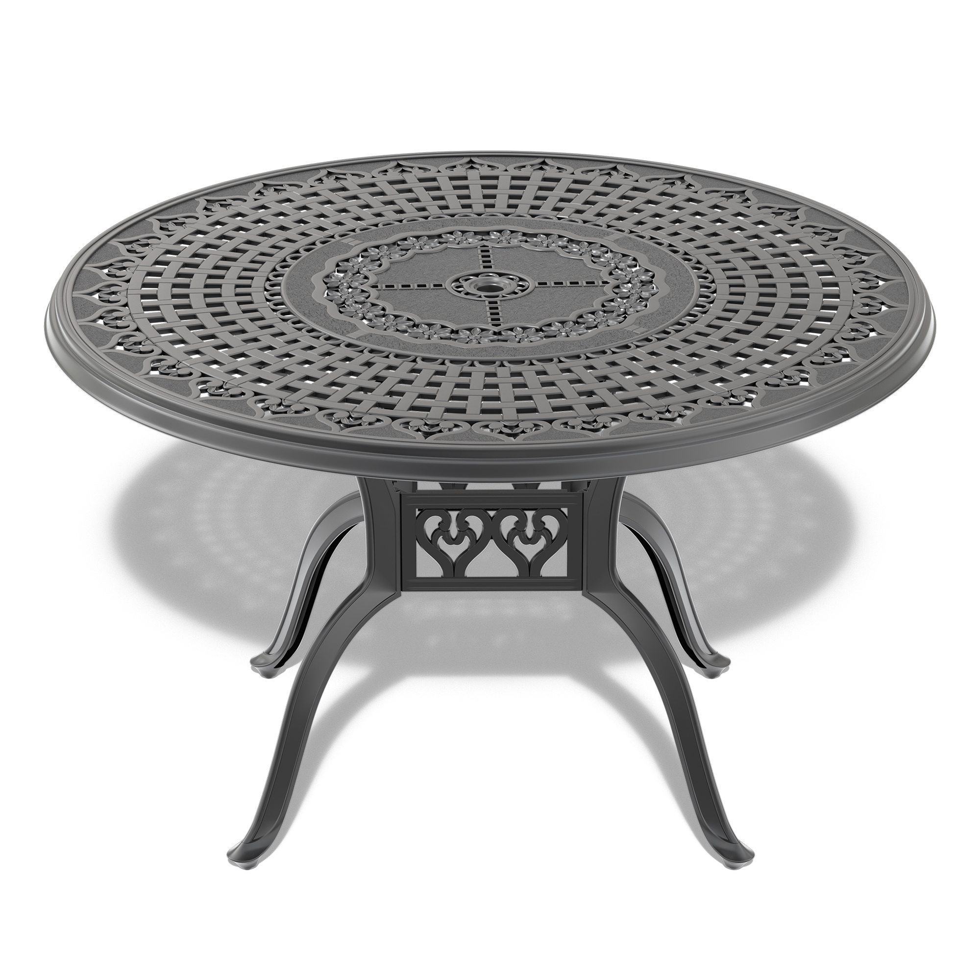 Ø47.24-inch Cast Aluminum Patio Dining Table With Black Frame and Umbrella Hole (same sku: W1710120507) - Image 2