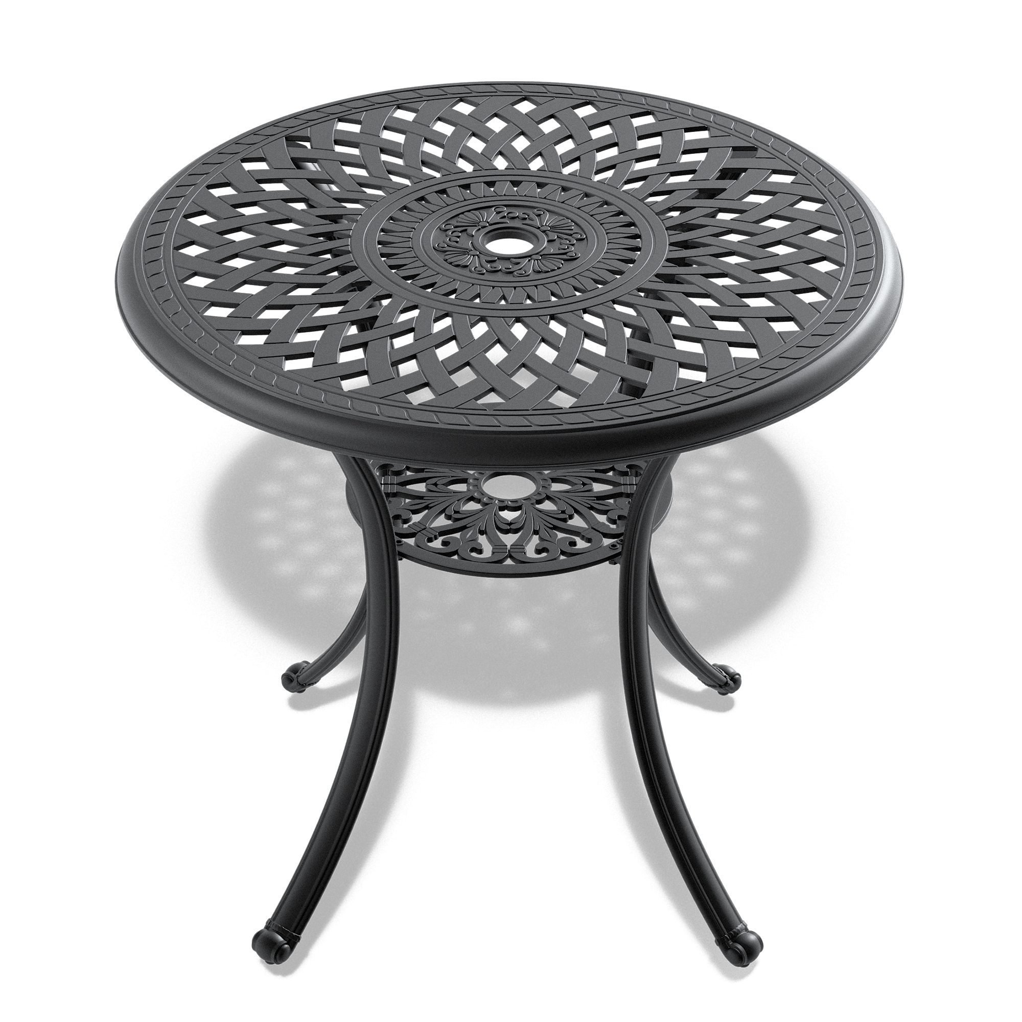 5-Piece All-Weather Cast Aluminum Dining Set, Include 4 Swivel Chairs and 30.71" Round Table With Black Frame - Image 4