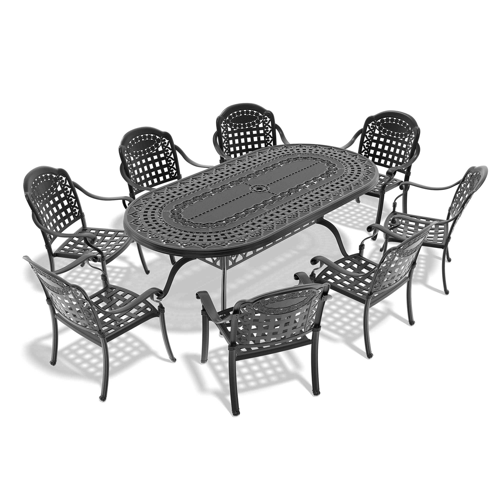 9-Piece Set Of Cast Aluminum Patio Furniture With Blue Cushions(same sku:W1710S00198 , W1710S00601,W1710S00106,W1710S00034) - Image 4