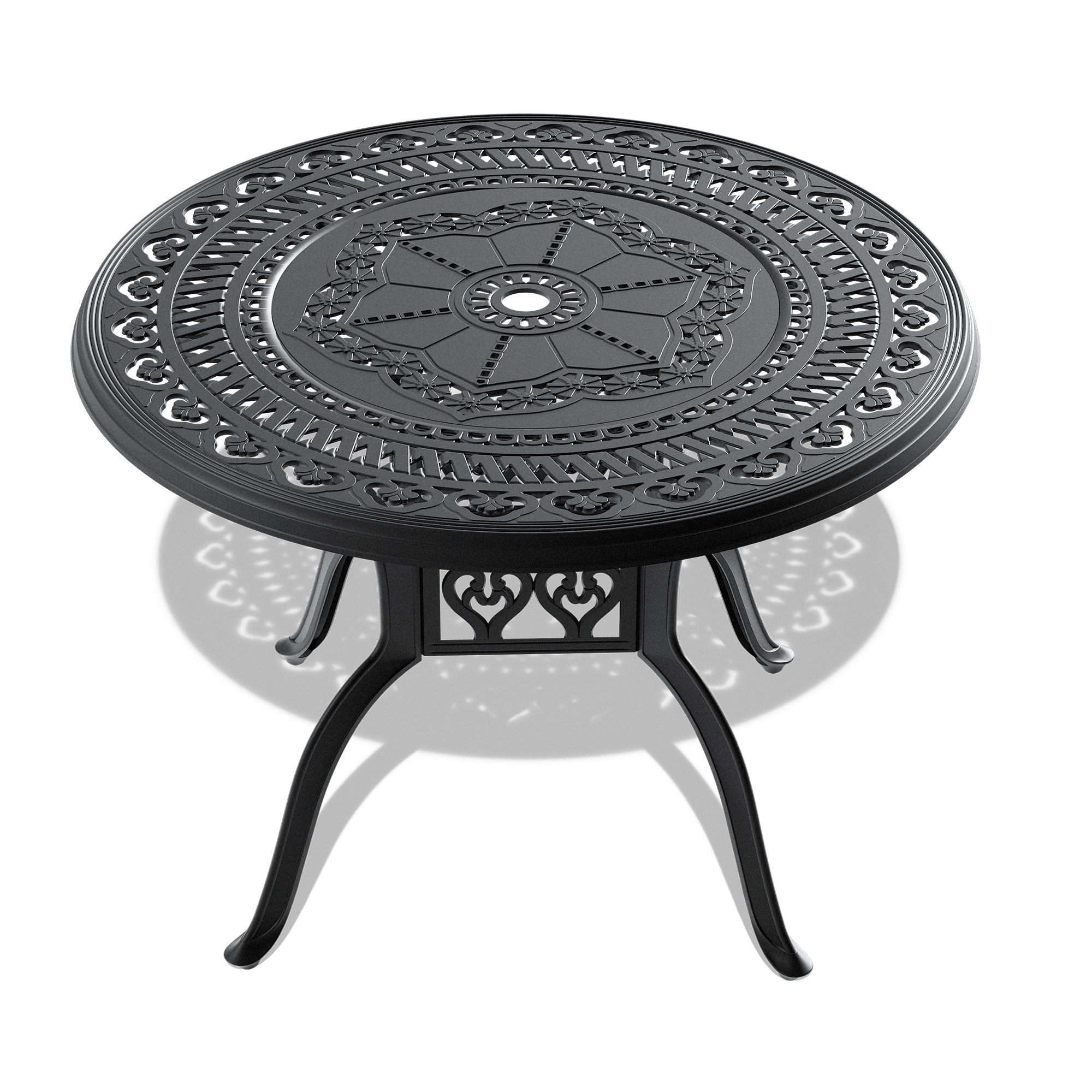 3-Piece Set Of All-Weather Cast Aluminum Dining Furniture Set With Black Frame - Image 3
