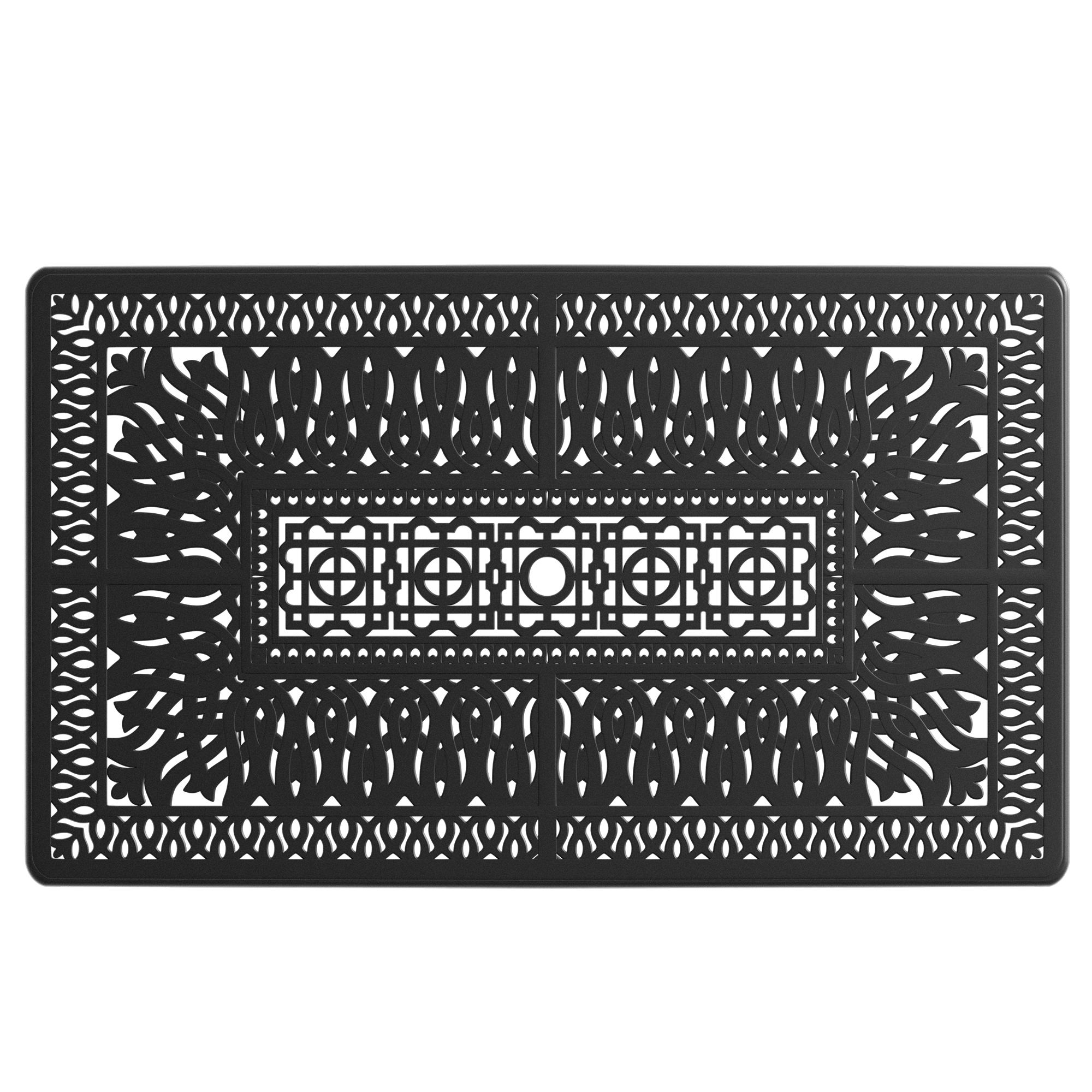 L58.27*W34.65-inch Cast Aluminum Patio Dining Table With Black Frame and Umbrella Hole (same sku: W171084481) - Image 4
