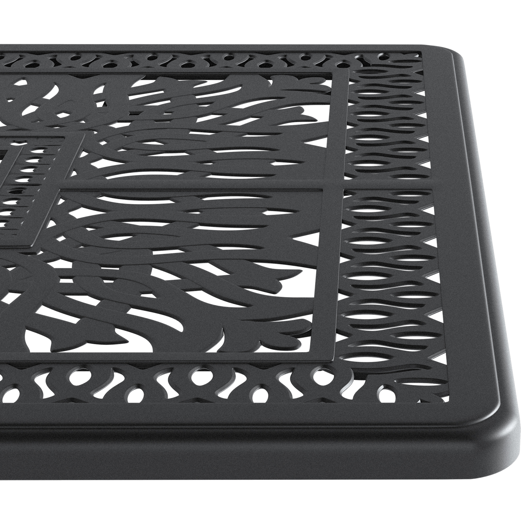 L58.27*W34.65-inch Cast Aluminum Patio Dining Table With Black Frame and Umbrella Hole (same sku: W171084481) - Image 3