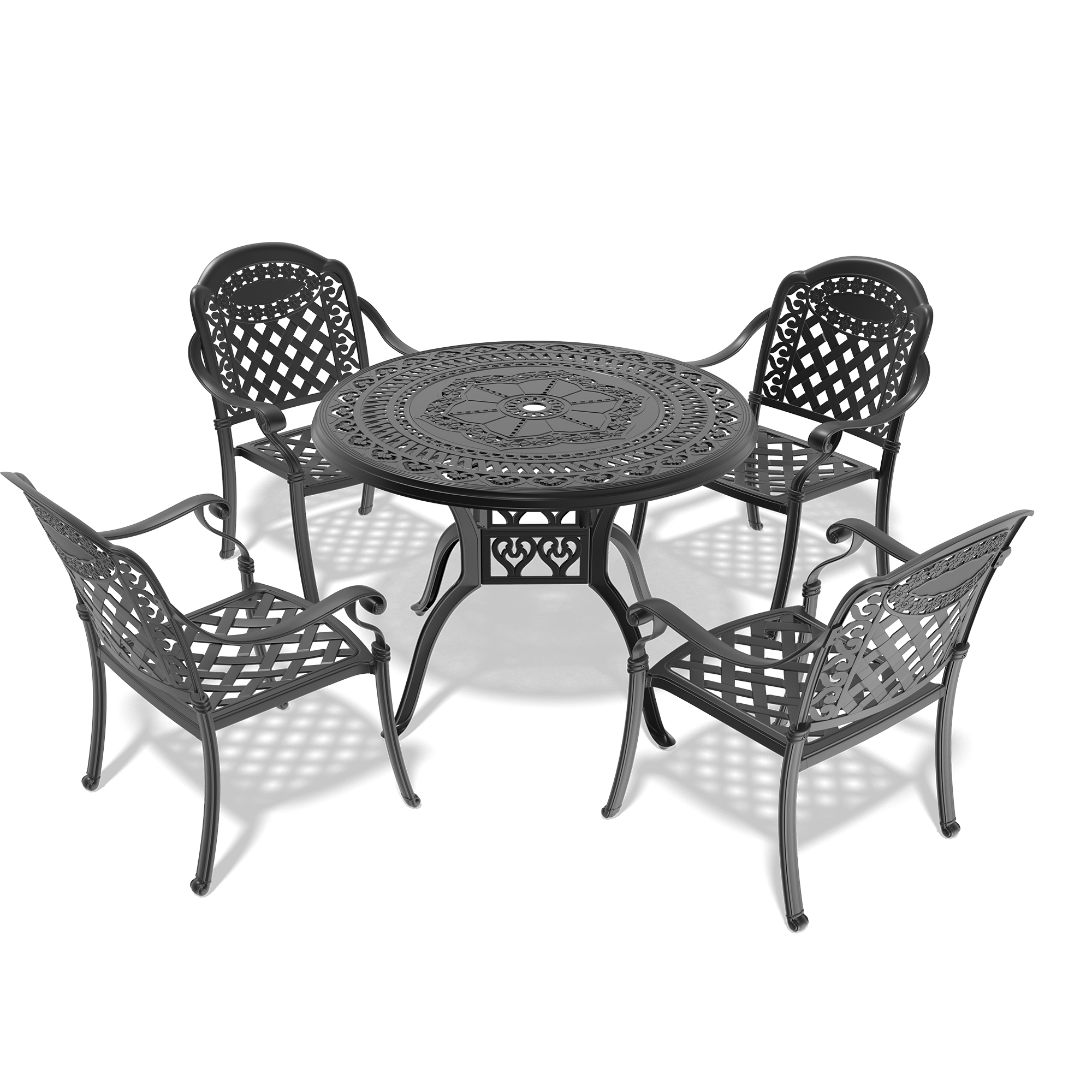 5-Piece Set Of Cast Aluminum Patio Furniture With Red Cushions(same as W1710S00547) - Image 4