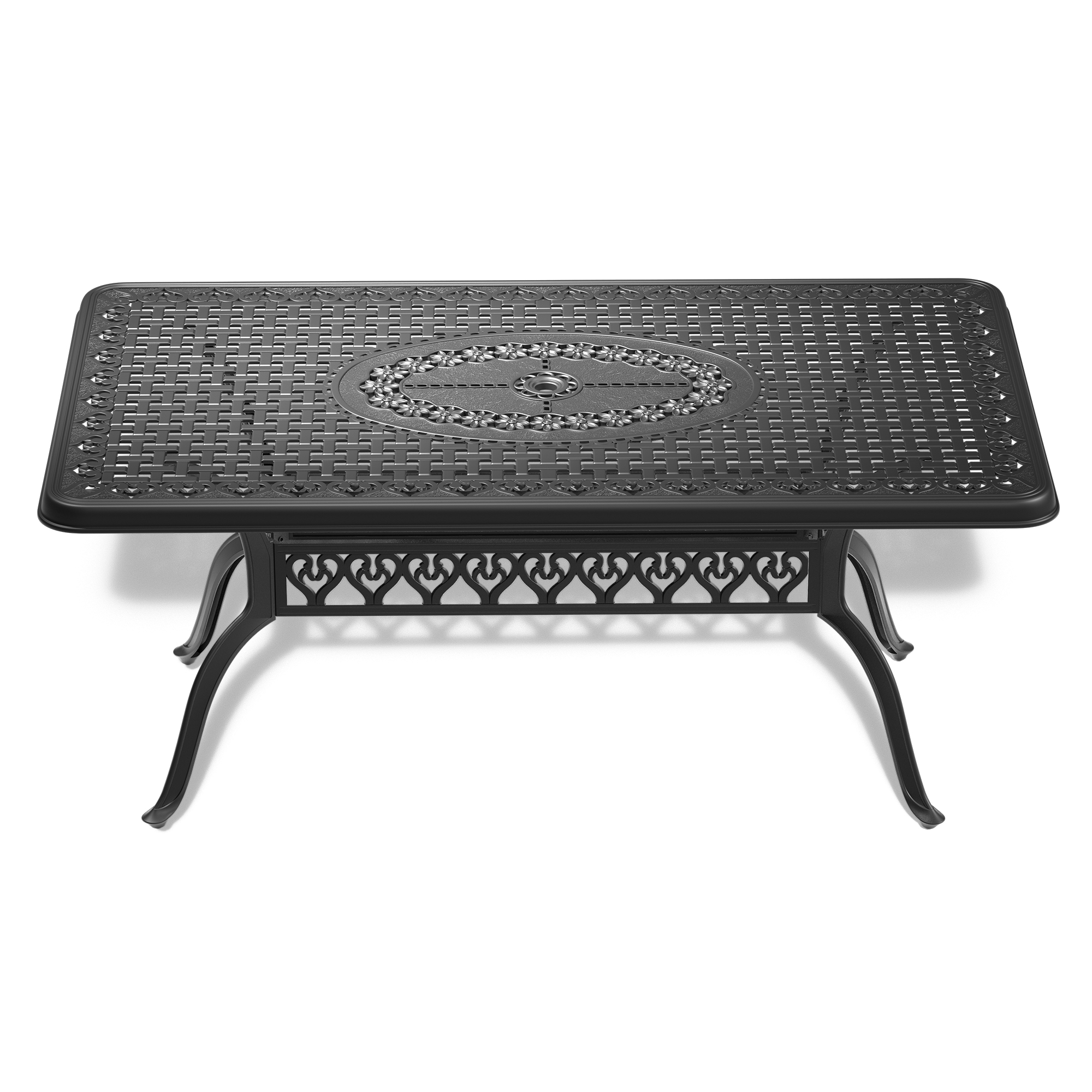 5-Piece All-Weather Cast Aluminum Dining Set, Include 4 Swivel Chairs and Rectangular Table With Black Frame - Image 4