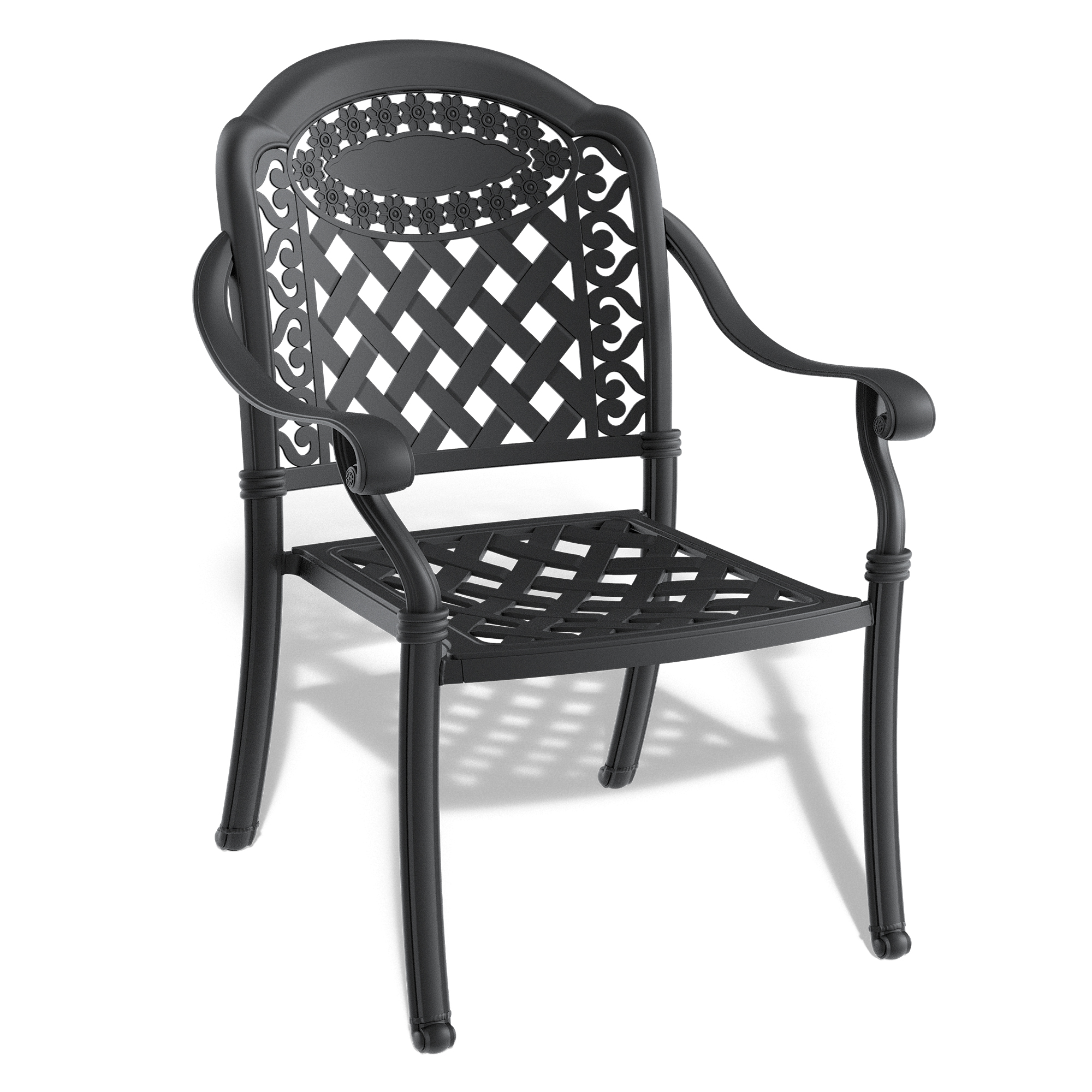 Cast Aluminum Patio Dining Chair 4PCS With Black Frame and Red Cushions (same sku: W1710P166054) - Image 5