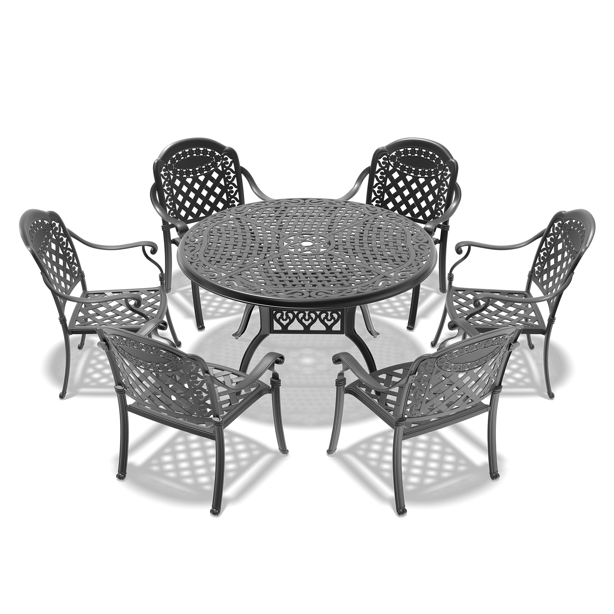 7-Piece Set Of Cast Aluminum Patio Furniture With Red Cushions (same as:W1710S00554 ,W1710S00142) - Image 4