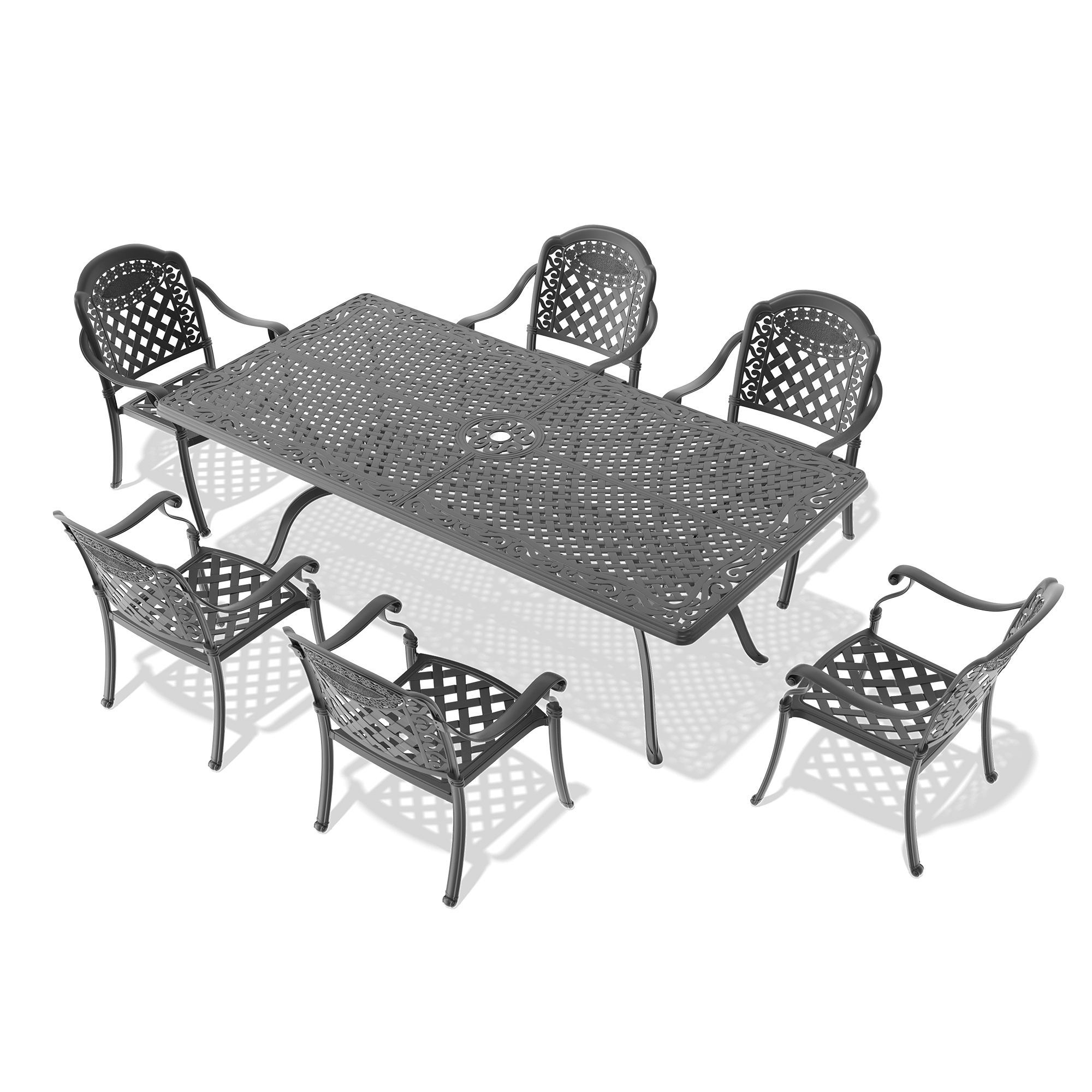 7-Piece Set Of Cast Aluminum Patio Furniture With Red Cushions (same as:W1710S00606 ,W1710S00171) - Image 4