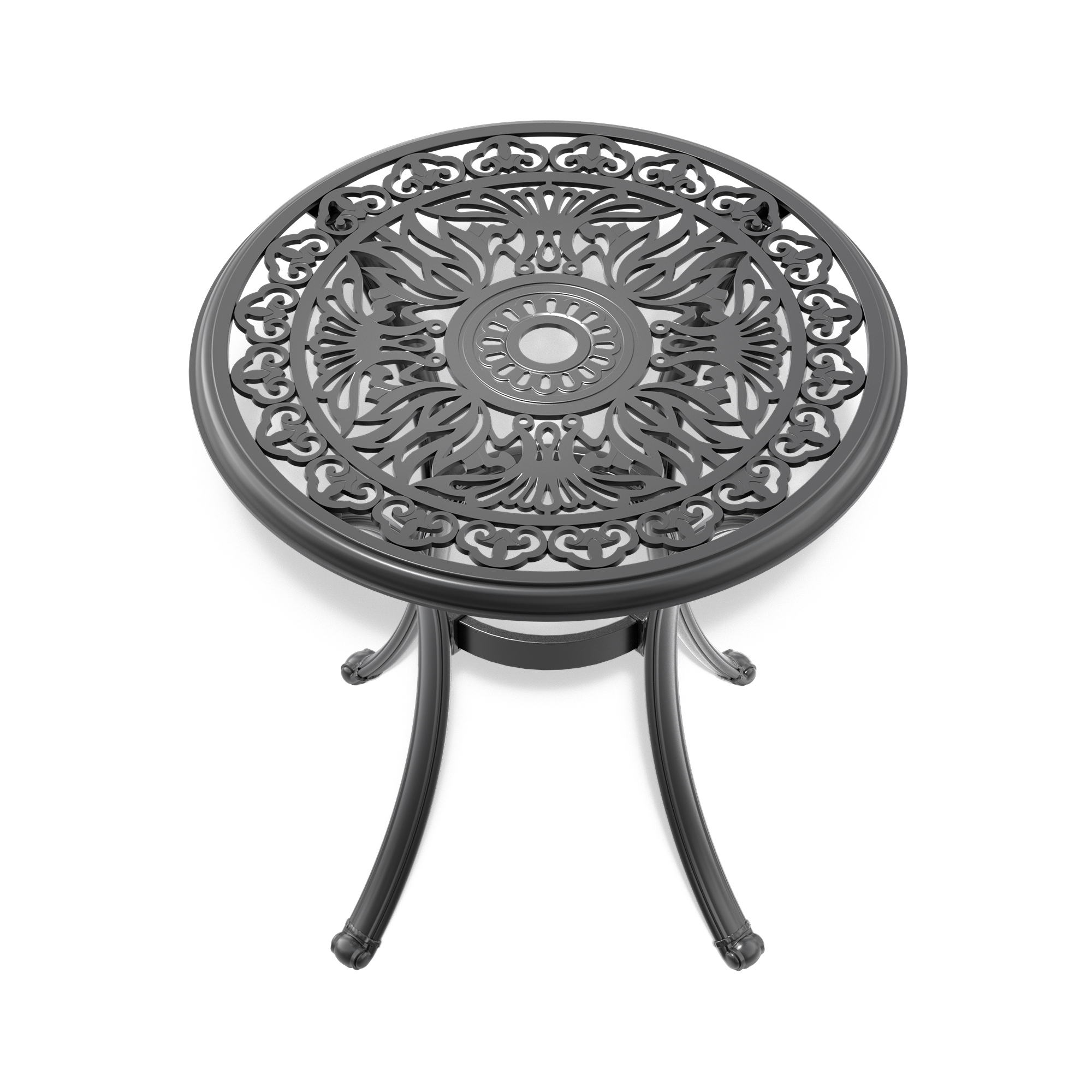 5-Piece All-Weather Cast Aluminum Dining Set, Include 4 Swivel Chairs and 26.77" Round Table With Black Frame - Image 5