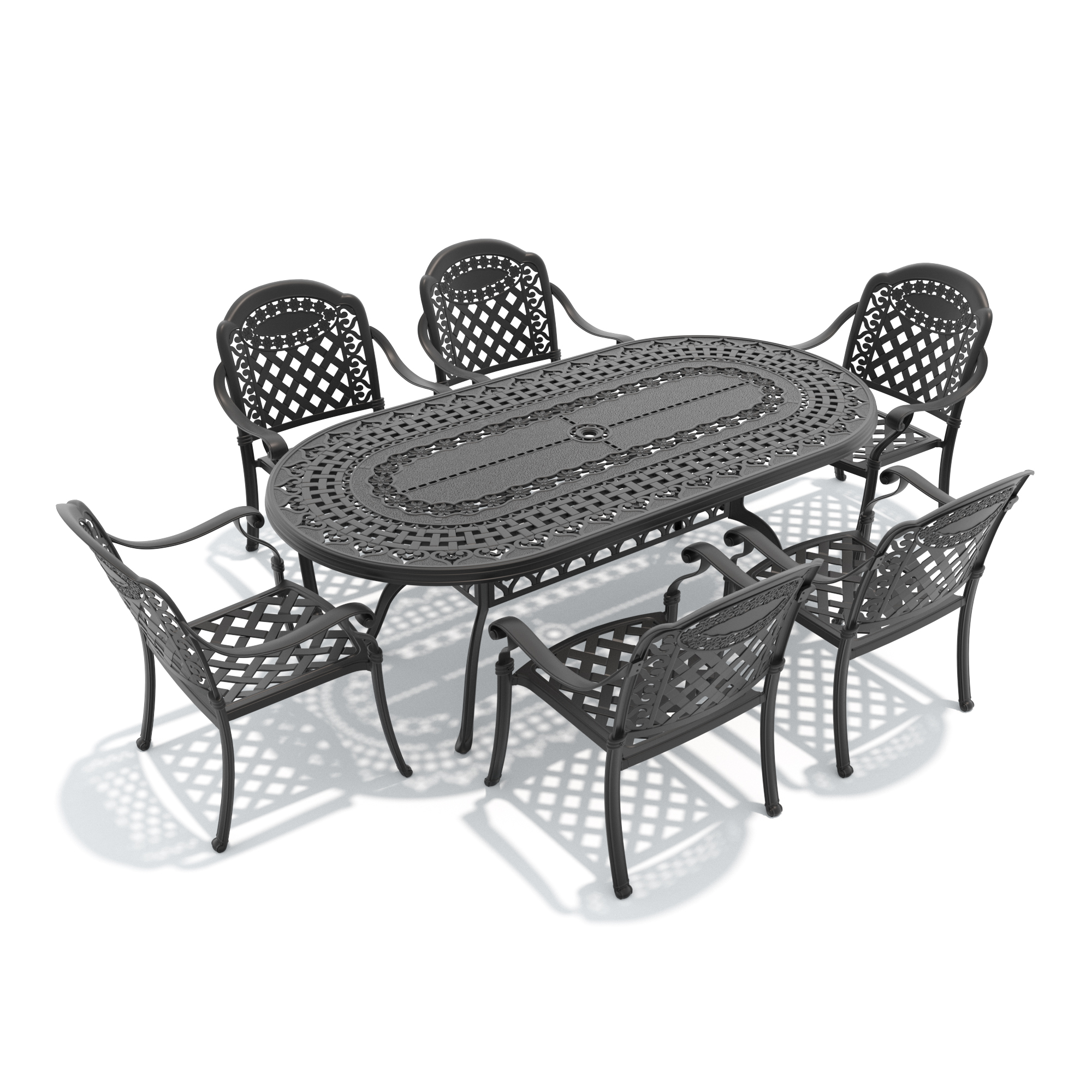 7-Piece Set Of Cast Aluminum Patio Furniture With Red Cushions(same as:W1710S00644) - Image 3