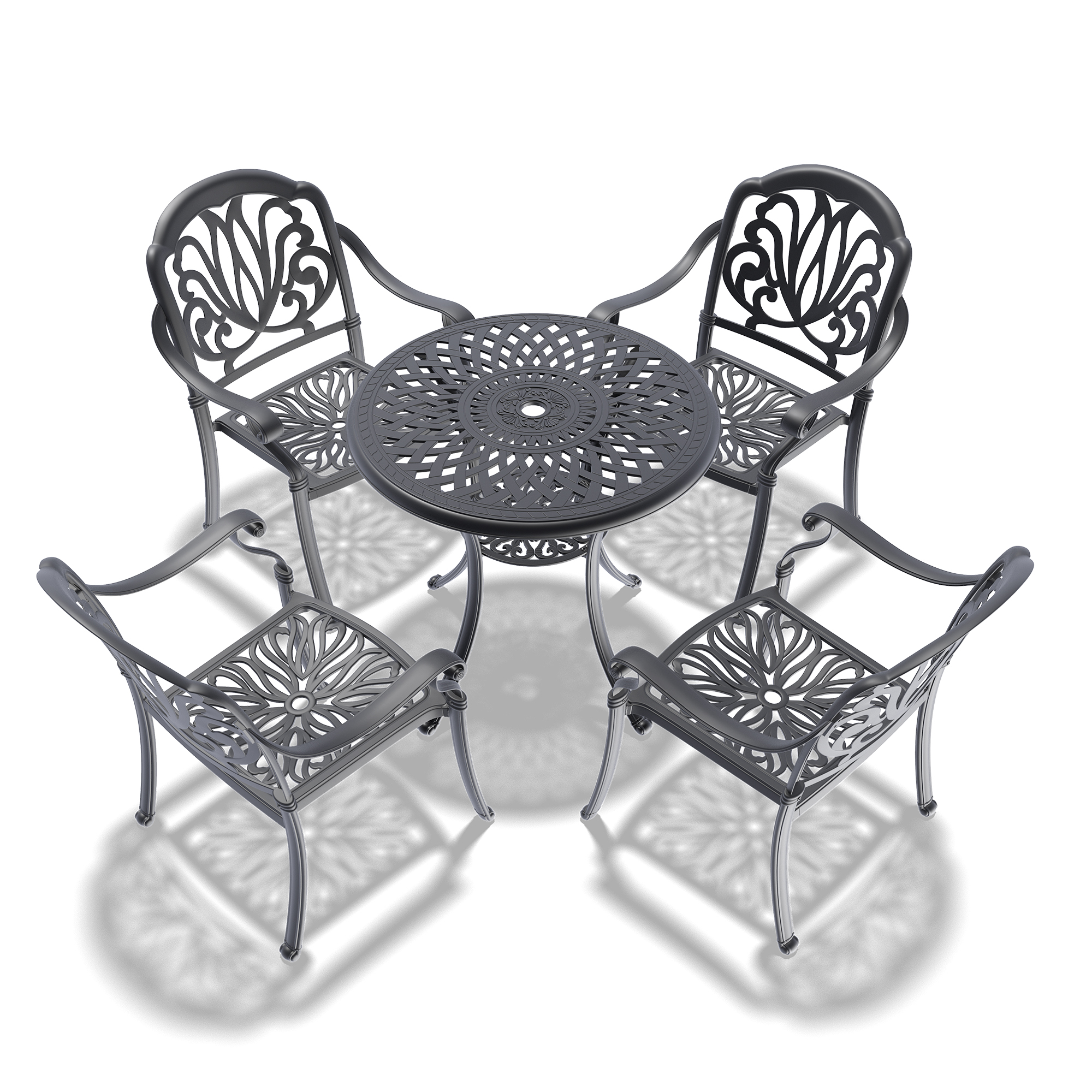 5-Piece Set Of Cast Aluminum Patio Furniture With Black Frame and Brown Seat Cushions(same sku: W1710S00044,W1710S00035 ) - Image 4