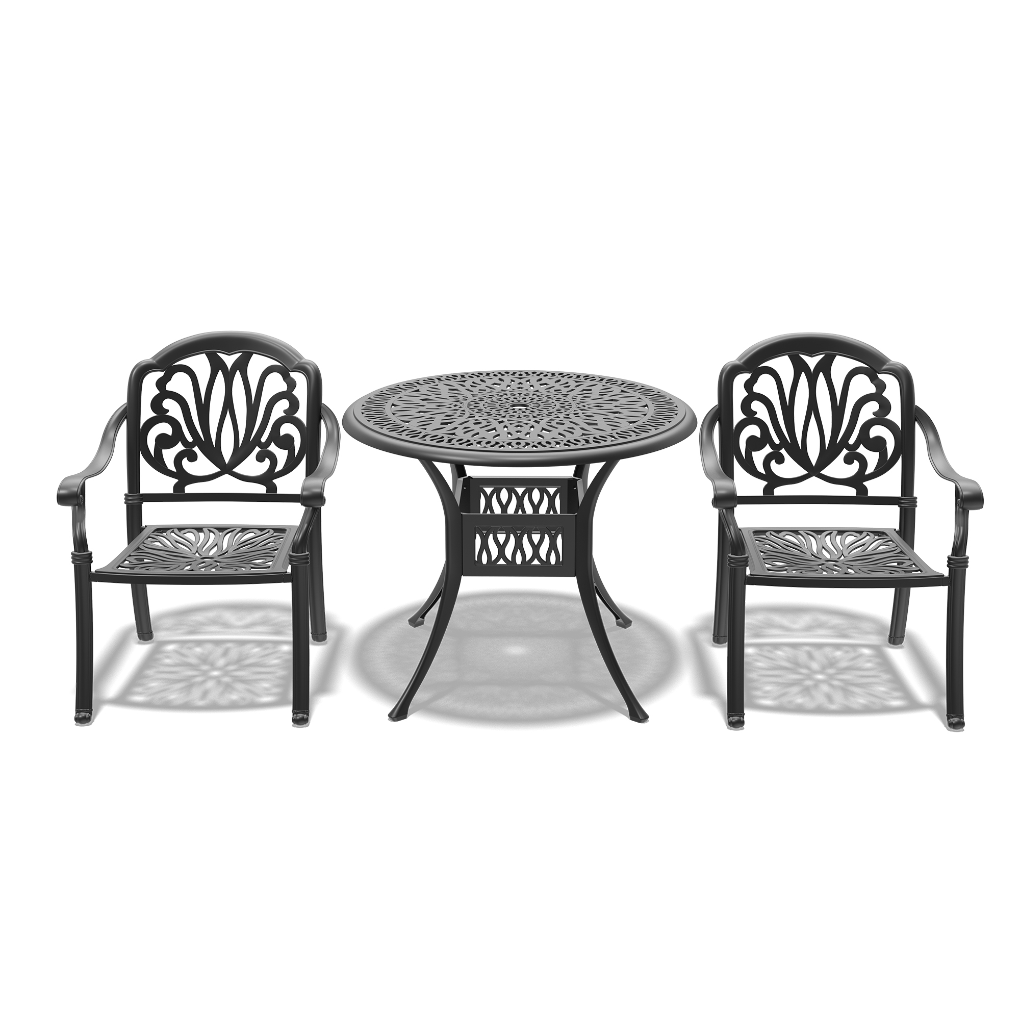 3-Piece Set Of Cast Aluminum Patio Furniture With Brown Cushions(same sku: W1710S00009) - Image 4
