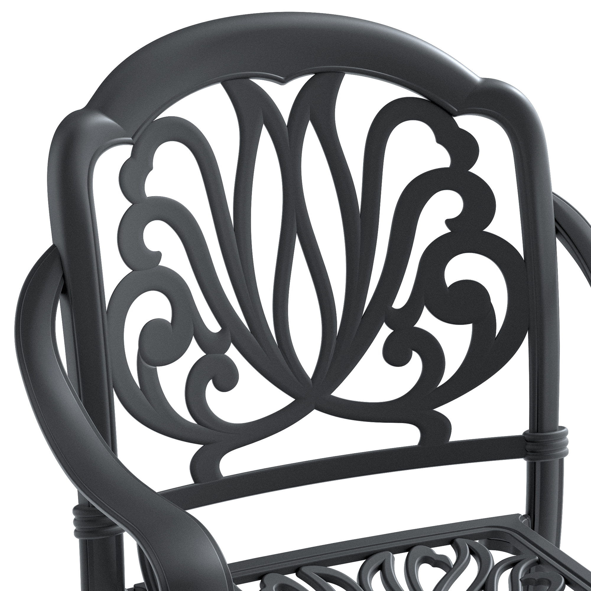 Cast Aluminum Patio Dining Chair 4PCS With Black Frame and Brown Cushions(same as W1710S00504,W171091754) - Image 5