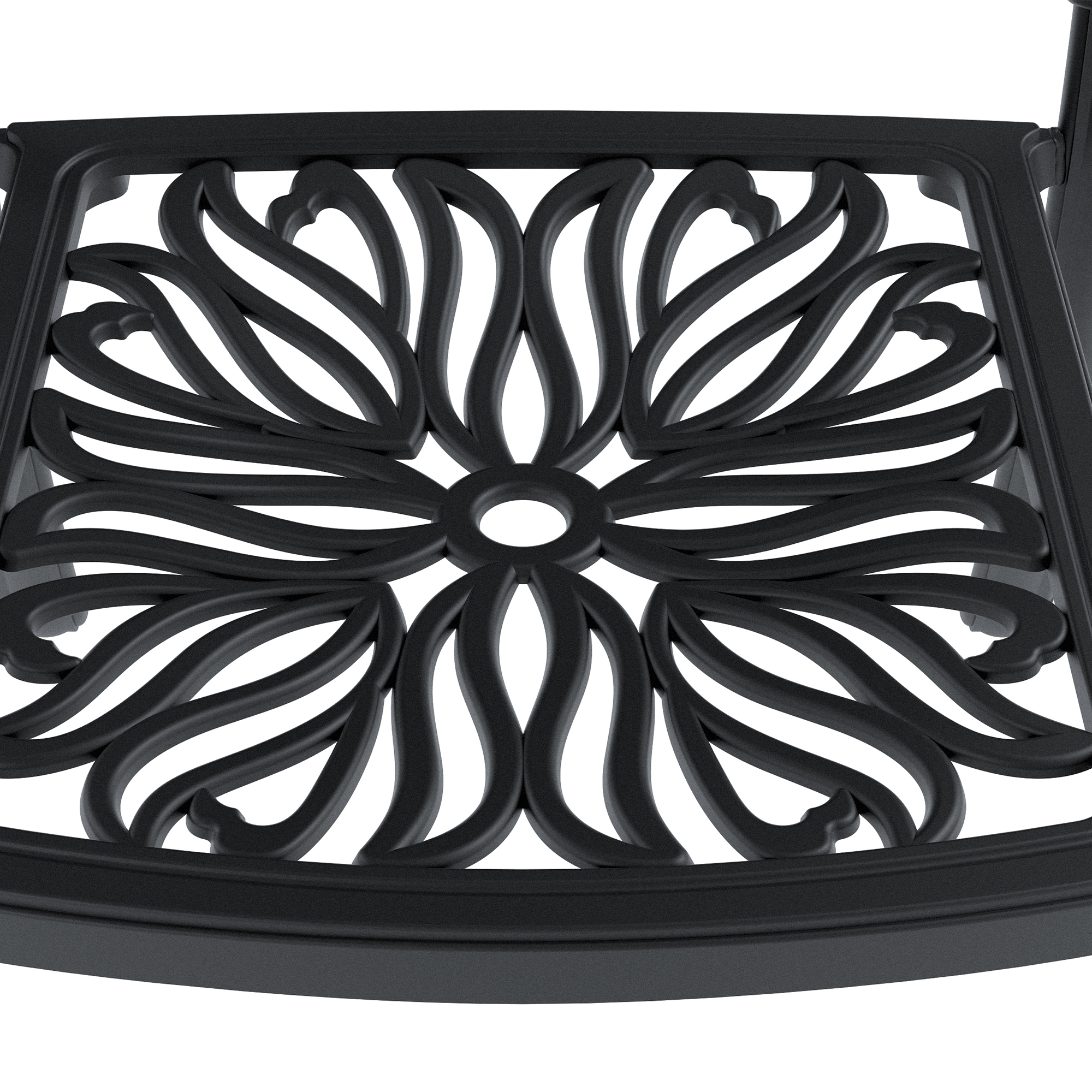 Cast Aluminum Patio Dining Chair 4PCS With Black Frame and Brown Cushions(same as W1710S00504,W171091754) - Image 6