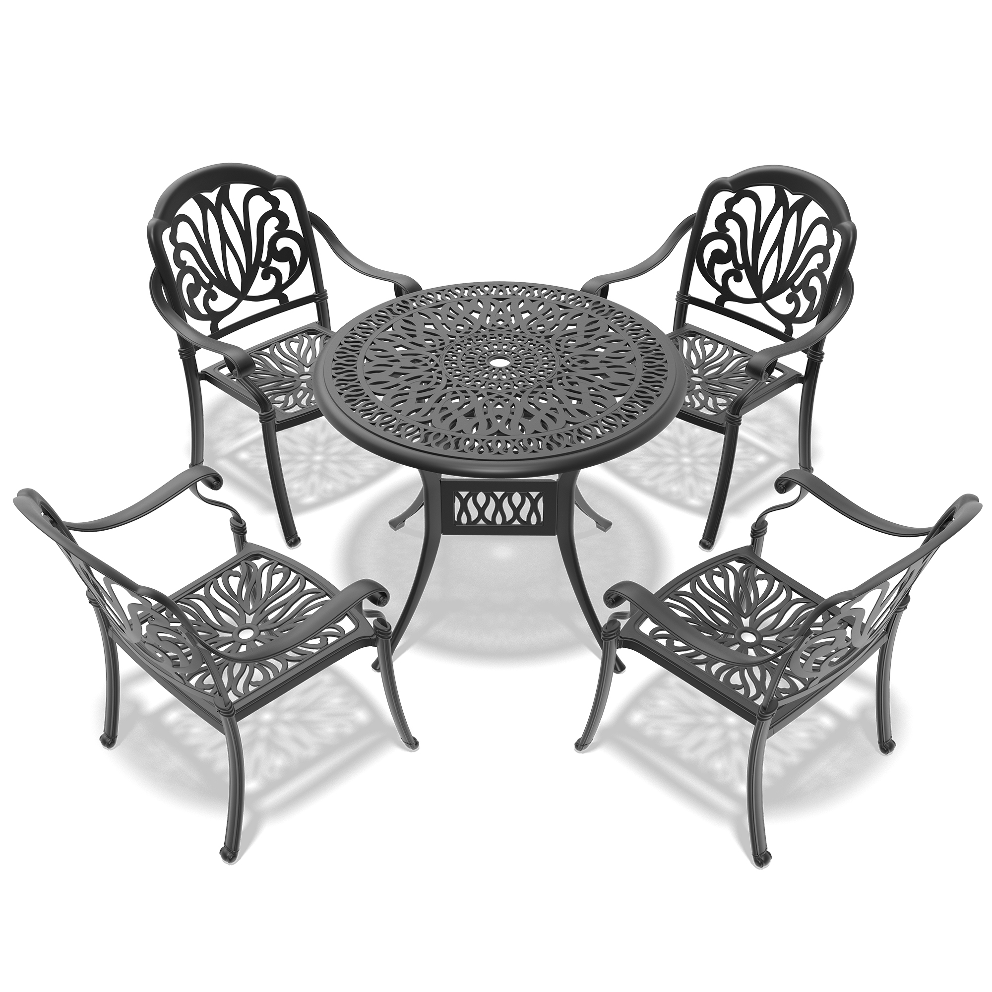 5-Piece Set Of Cast Aluminum Patio Furniture With Black Frame and Brown Seat Cushions(same sku: W1710S00050,W1710S00001) - Image 4