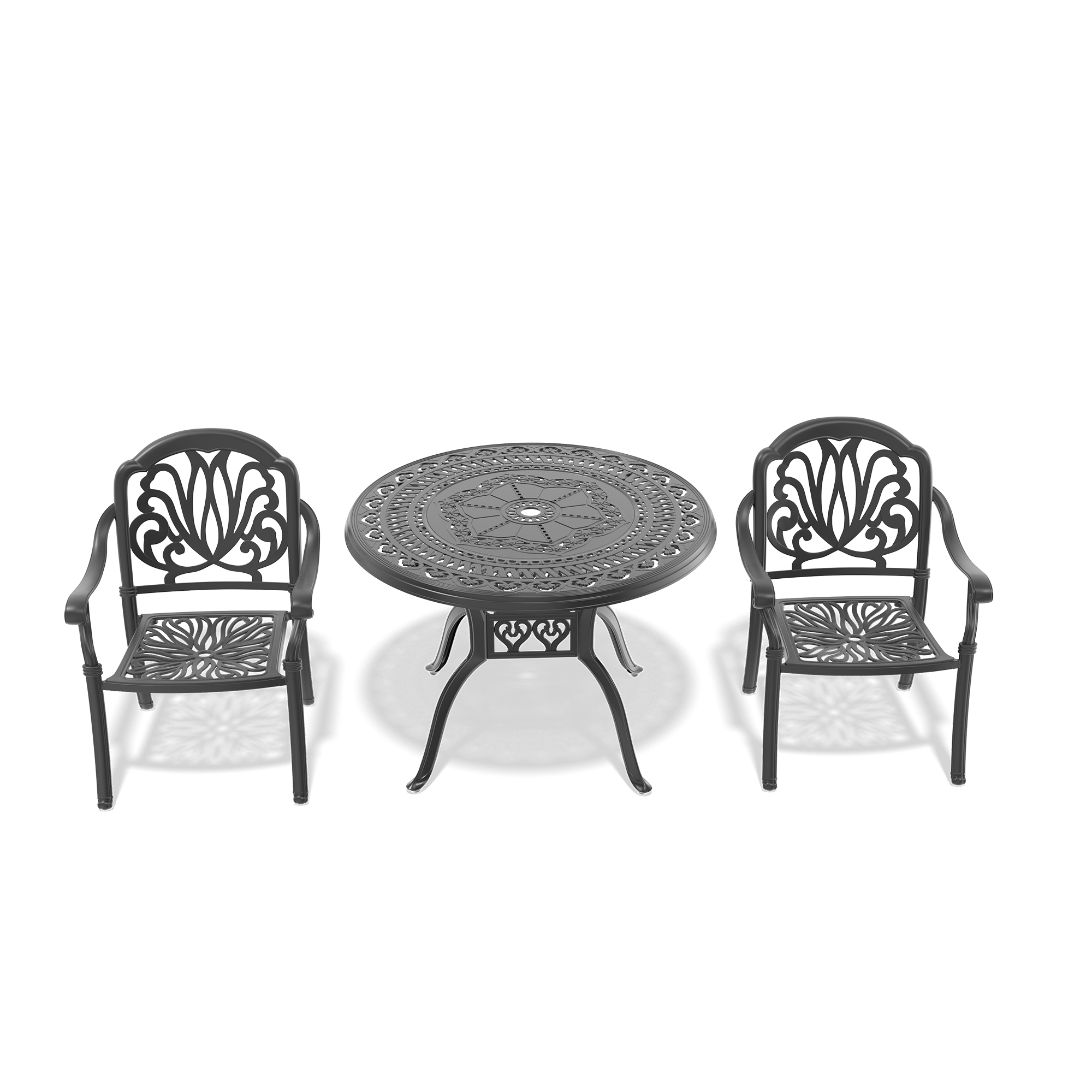 3-Piece Set Of Cast Aluminum Patio Furniture With Brown Cushions(same sku: W1710S00008) - Image 4