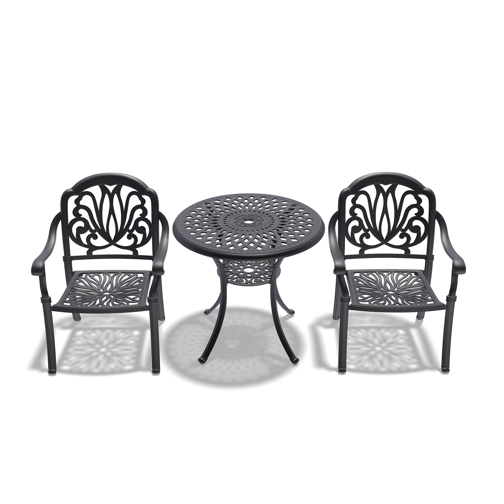 3-Piece Set Of Cast Aluminum Patio Furniture With Brown Cushions(same sku: W1710S00002) - Image 4