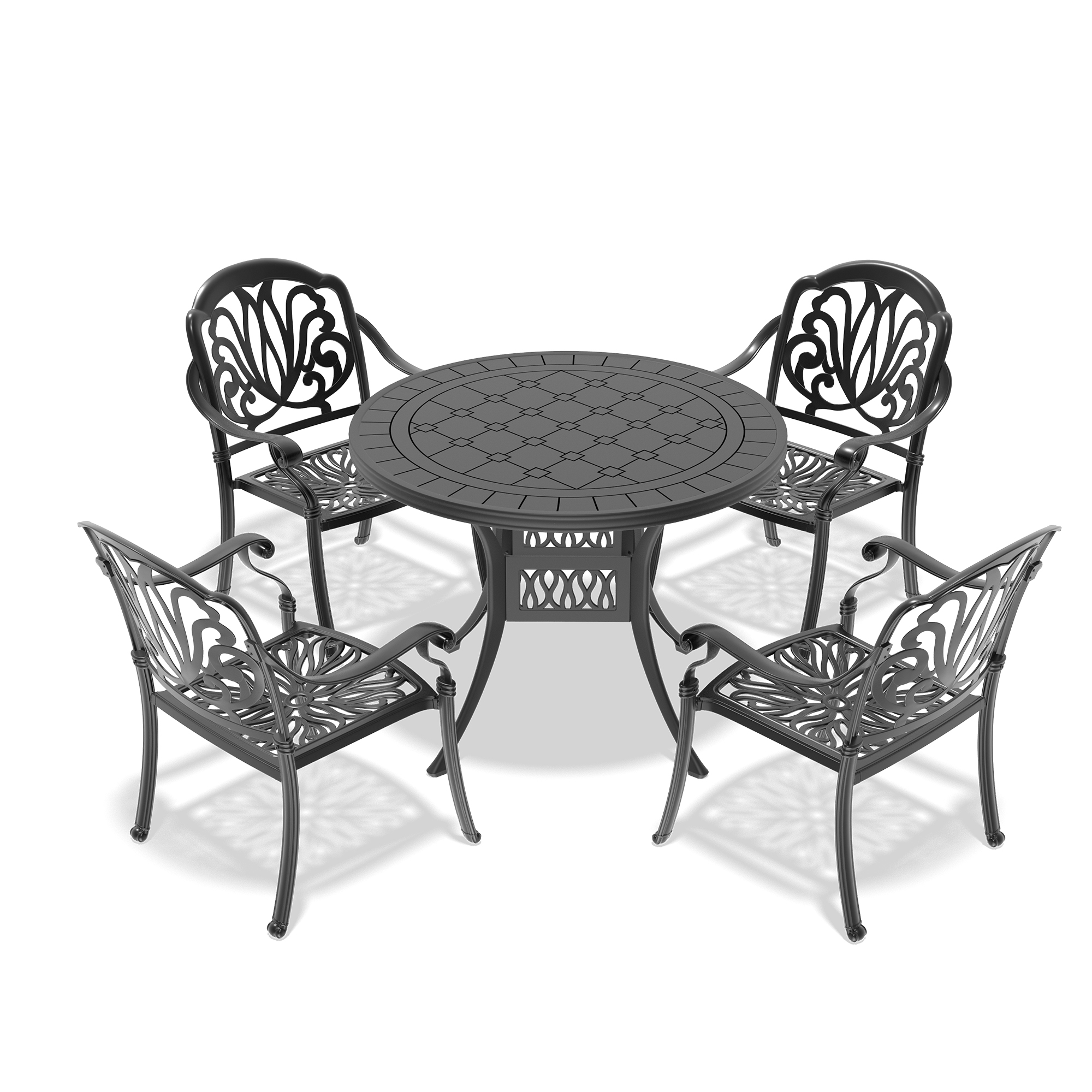5-Piece Set Of Cast Aluminum Patio Furniture With Brown Cushions(same as W1710S00549) - Image 4