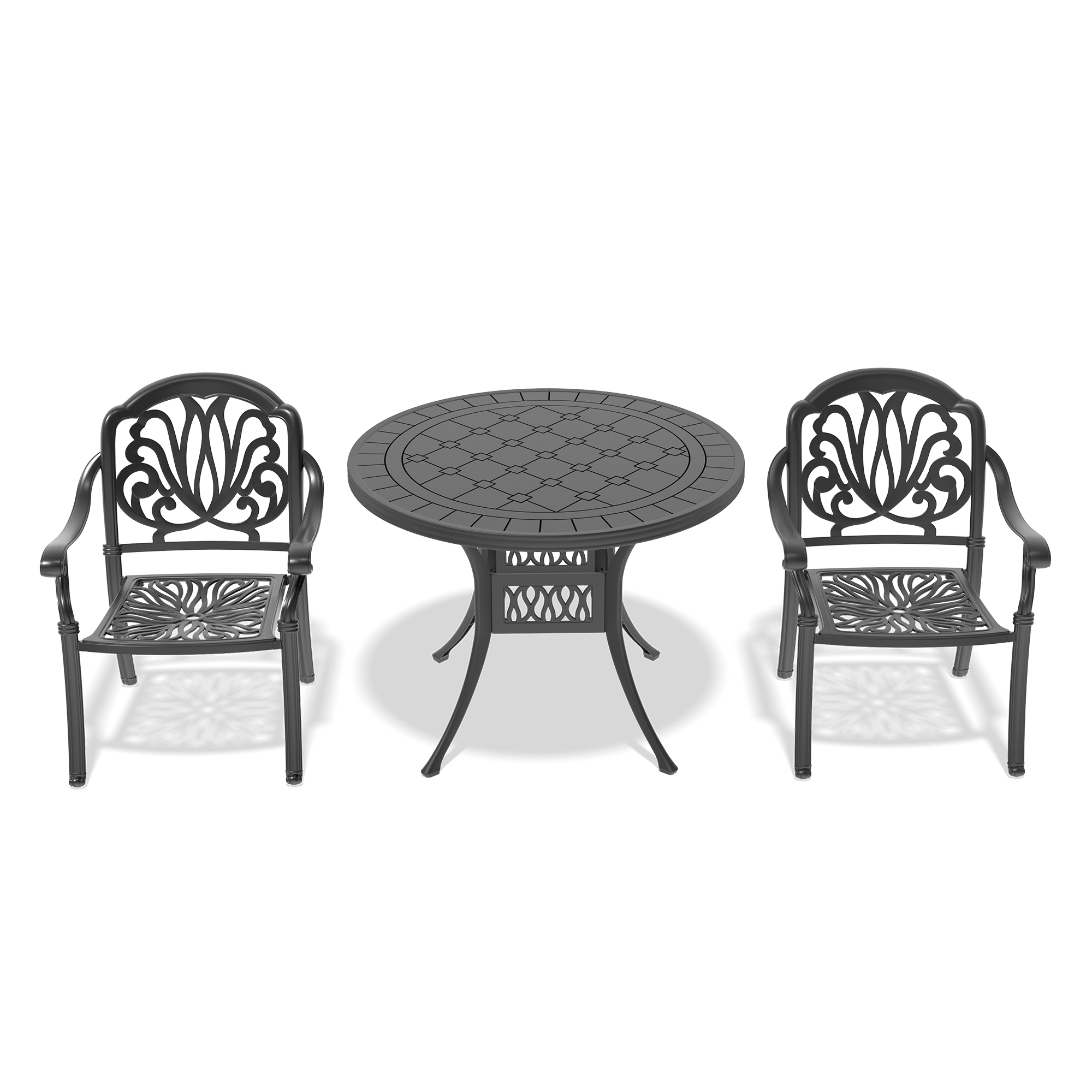 3-Piece Set Of Cast Aluminum Patio Furniture With Brown Cushions(same sku: W1710S00010) - Image 3