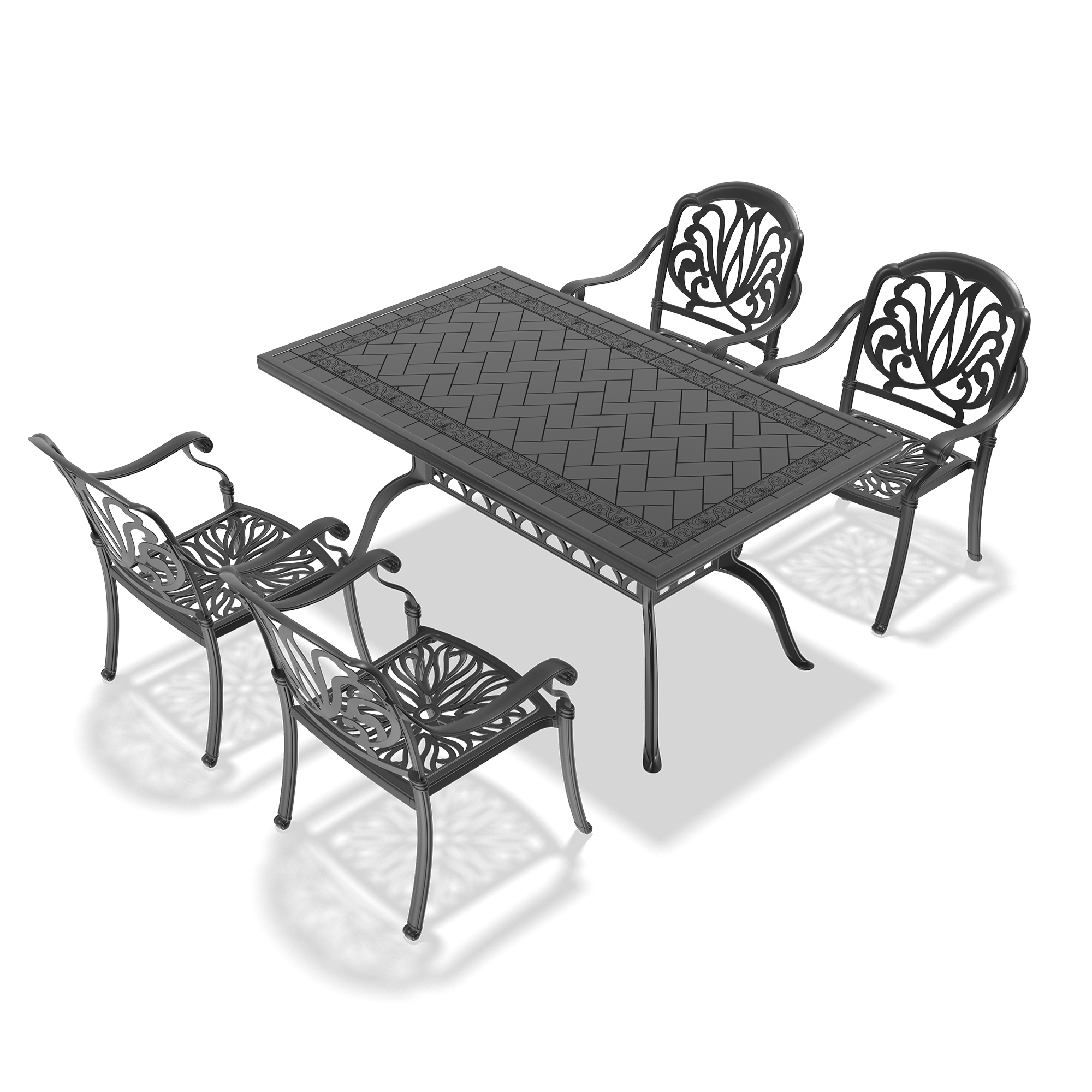 5-Piece Set Of Cast Aluminum Patio Furniture With Brown Cushions(same sku:W1710S00079,W1710S00015) - Image 4