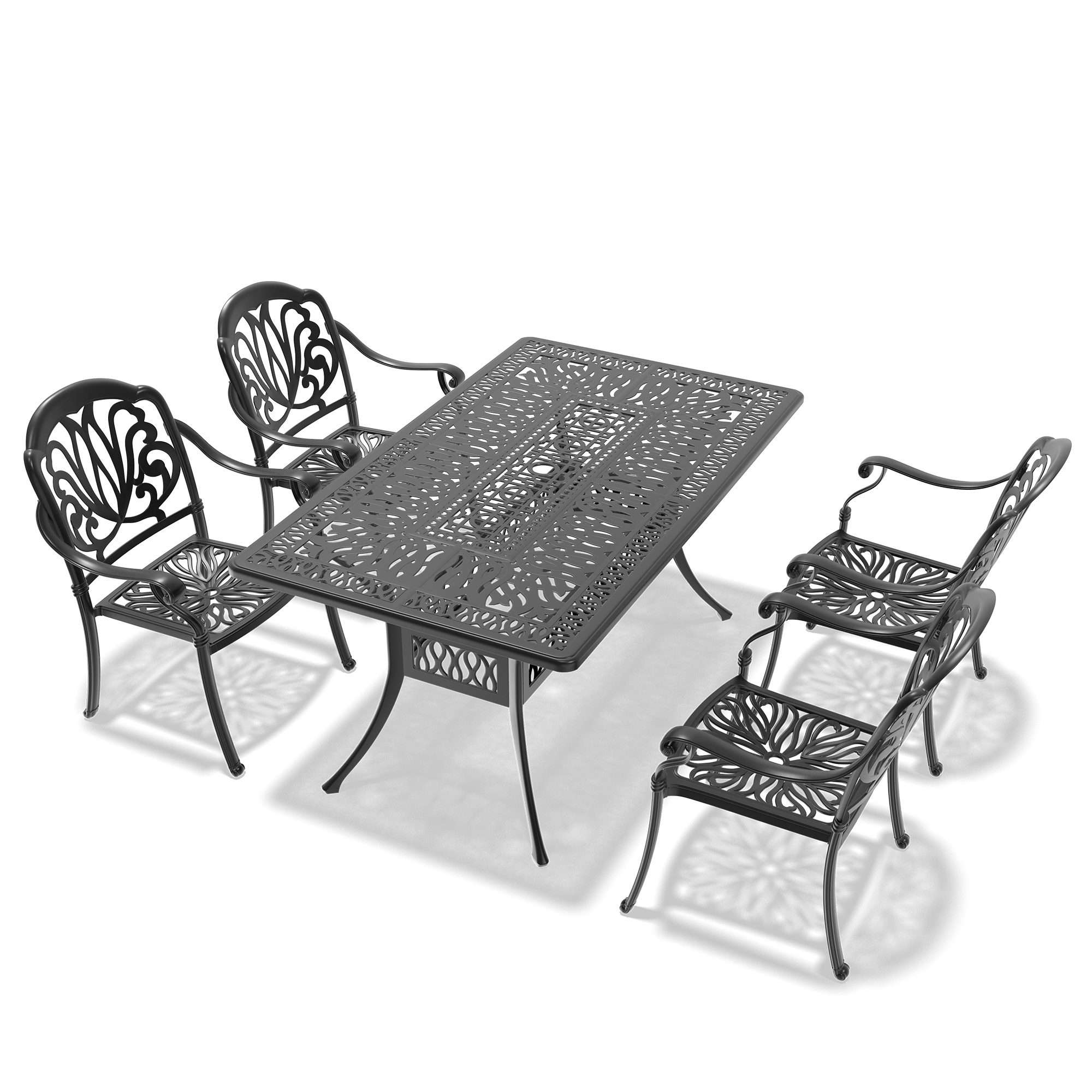 5-Piece Set Of Cast Aluminum Patio Furniture With Brown Cushions(same sku:W1710S00085,W1710S00011) - Image 4