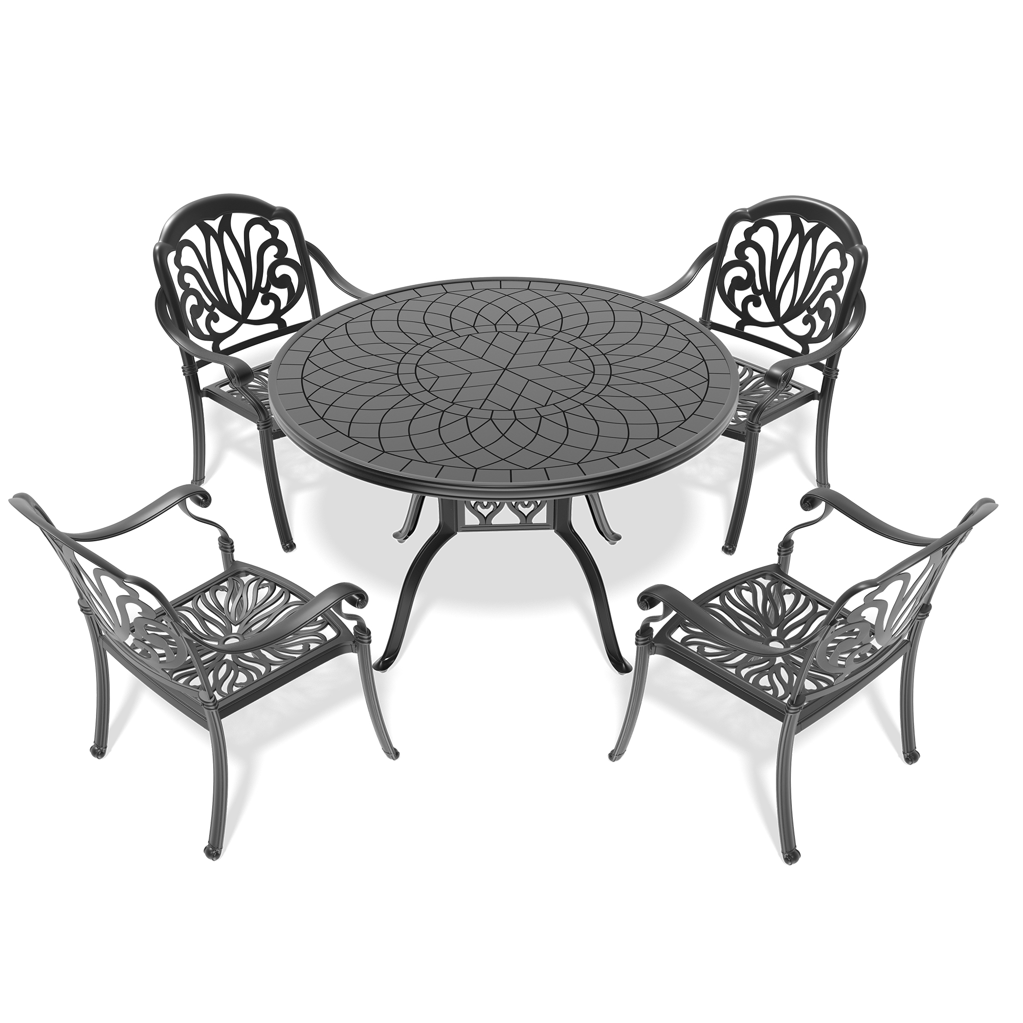 5-Piece Set Of Cast Aluminum Patio Furniture With Brown Cushions(same sku:W1710S00073,W1710S00014) - Image 4