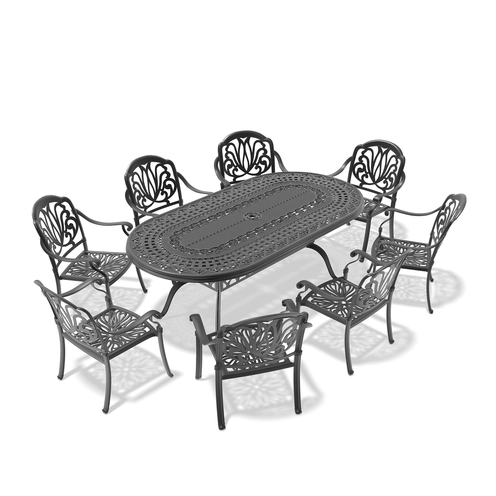 9-Piece Set Of Cast Aluminum Patio Furniture With Black Frame and Brown Seat Cushions(same sku:W1710S00104) - Image 4