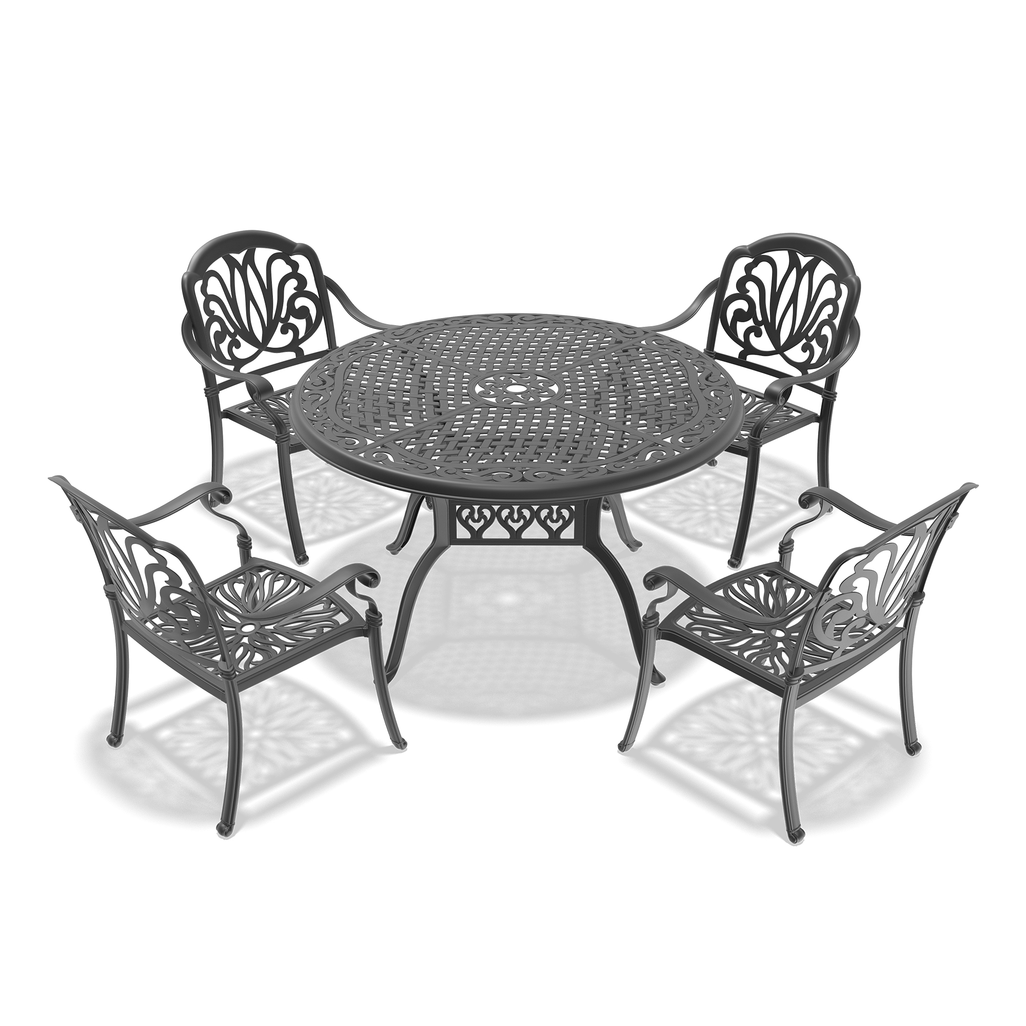 5-Piece Set Of Cast Aluminum Patio Furniture With Black Frame and Brown Seat Cushions(same sku: W1710S00139) - Image 4