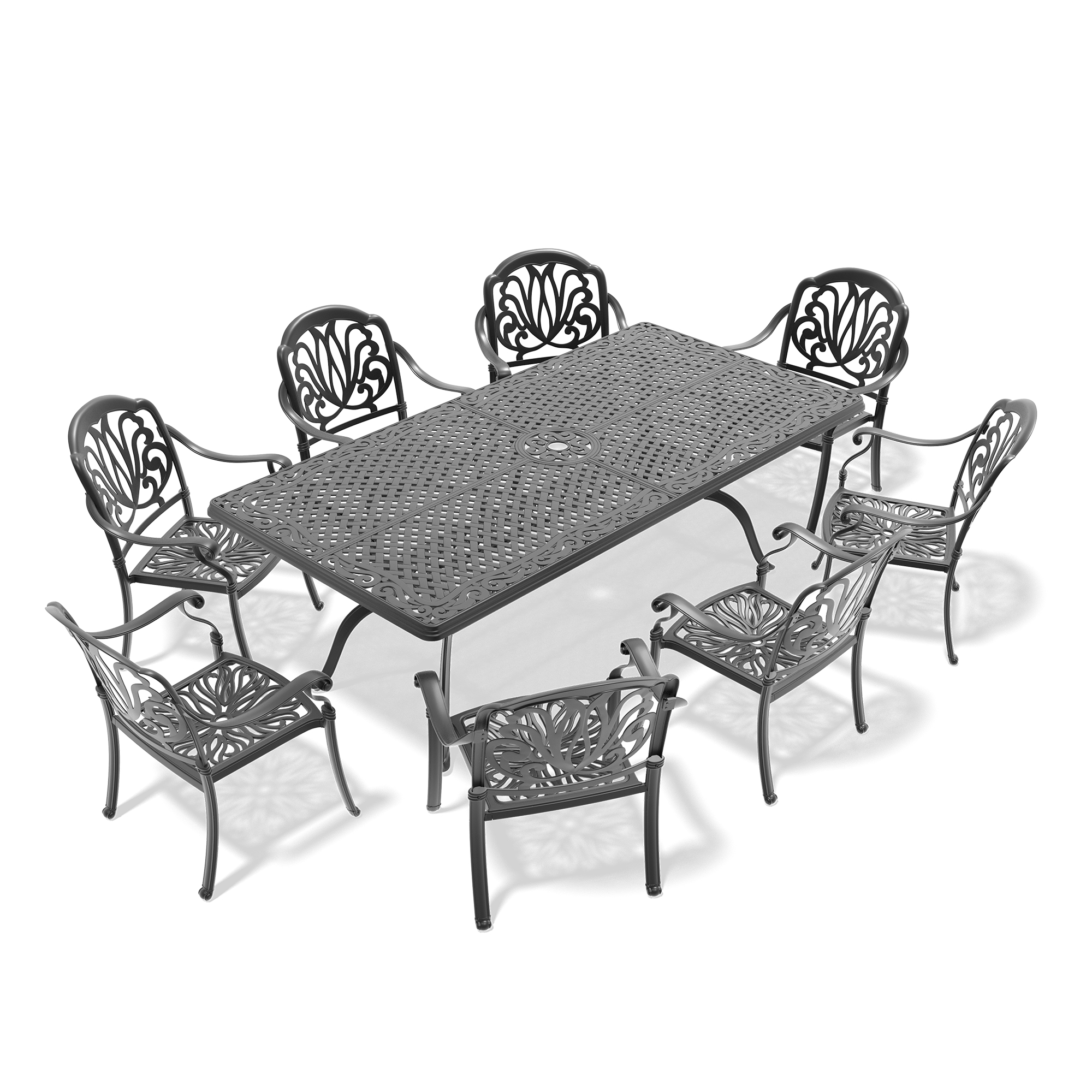9-Piece Set Of Cast Aluminum Patio Furniture With Brown Cushions(same as W1710S00610) - Image 4