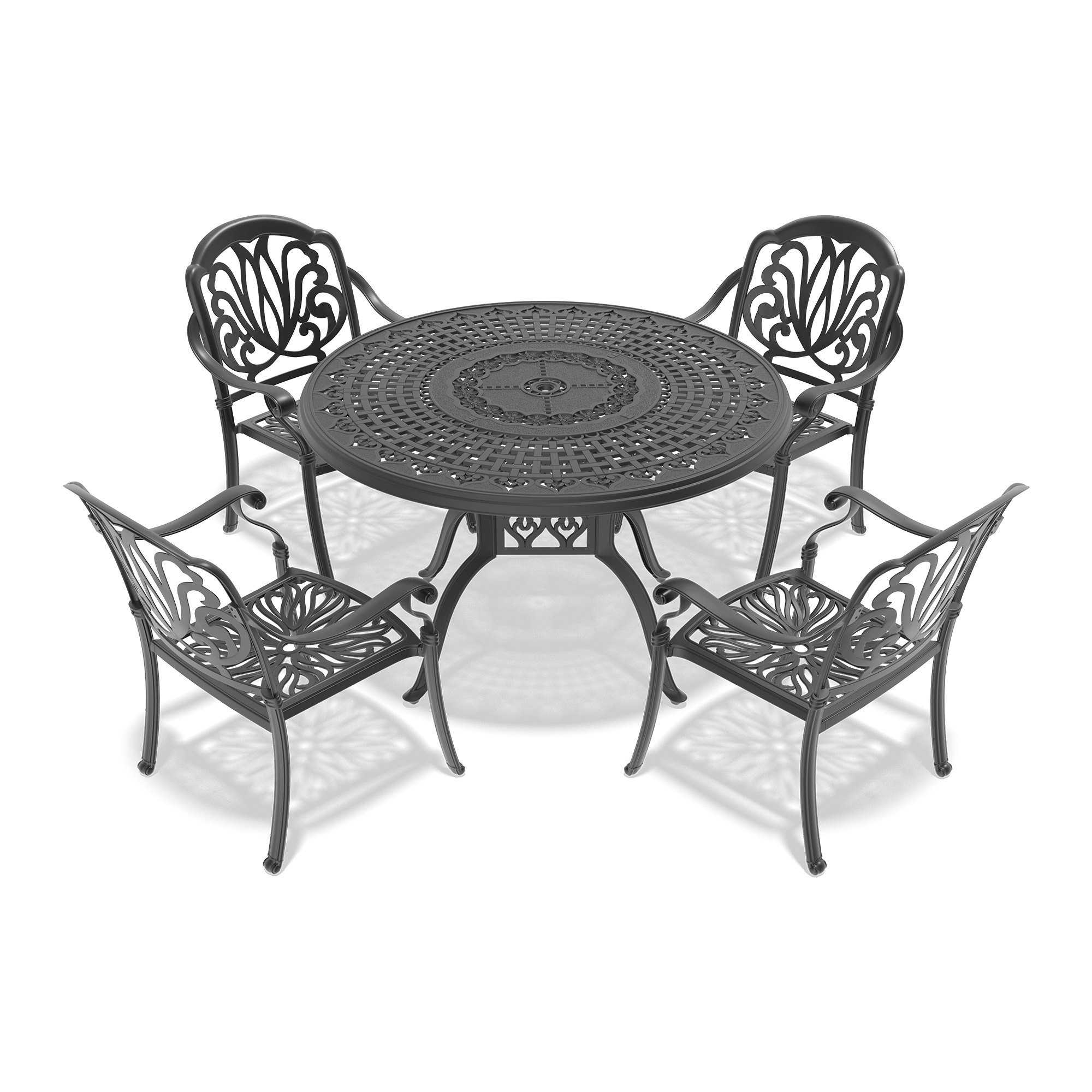 5-Piece Set Of Cast Aluminum Patio Furniture With Brown Cushions(same as W1710S00562) - Image 4