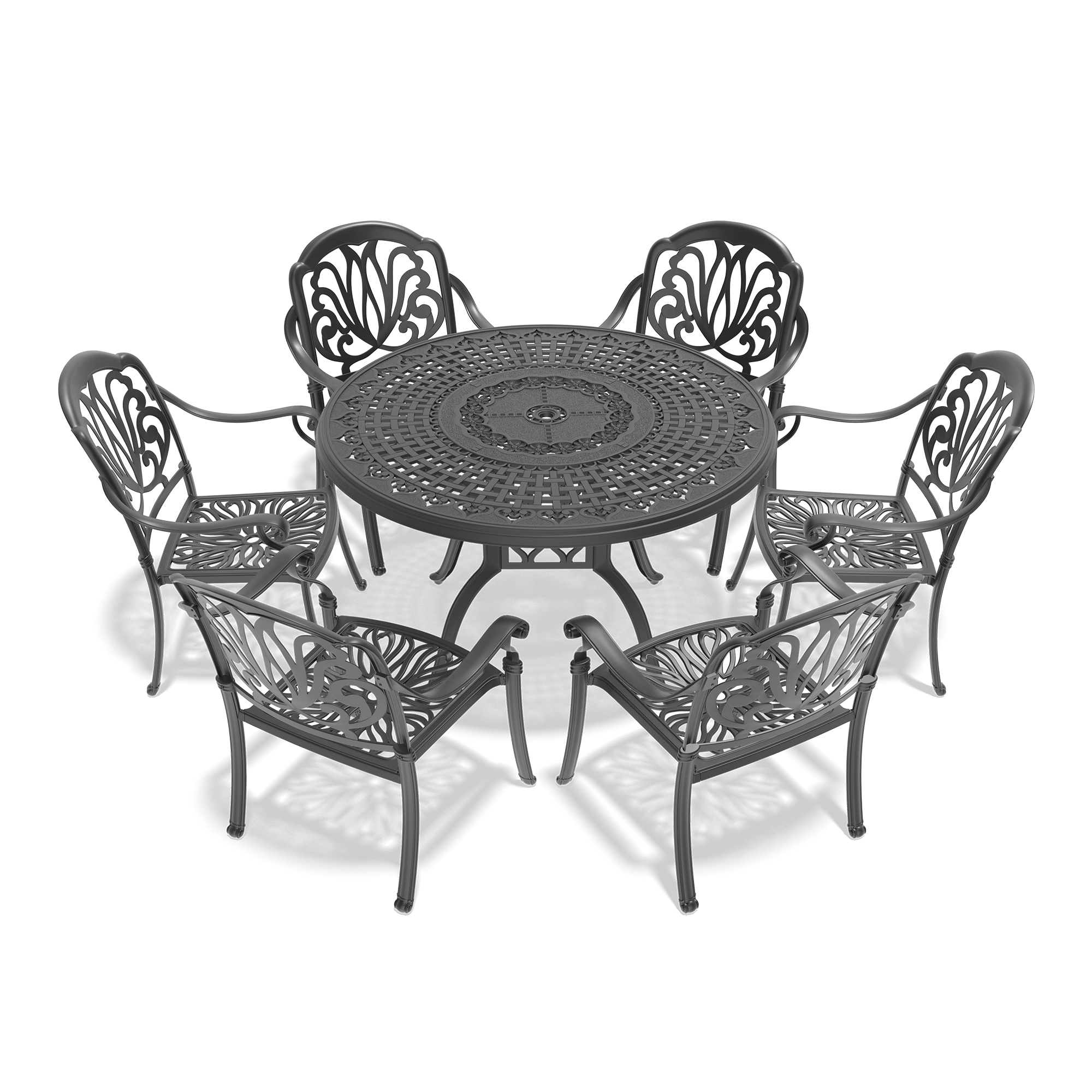 7-Piece Set Of Cast Aluminum Patio Furniture With Brown Cushions (same as:W1710S00486 ,W1710S00092,W1710S00027) - Image 4