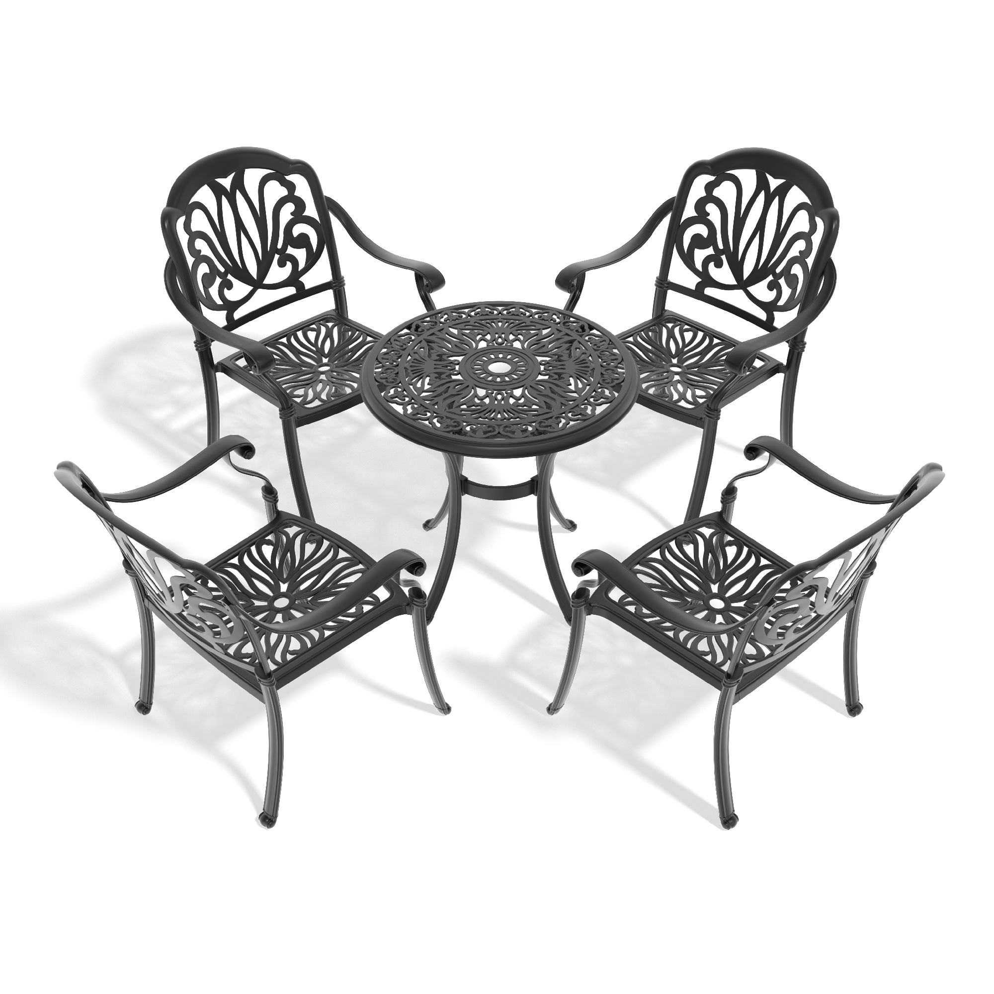 5-Piece Set Of Cast Aluminum Patio Furniture With Black Frame and Brown Seat Cushions(same as W1710S00536) - Image 4