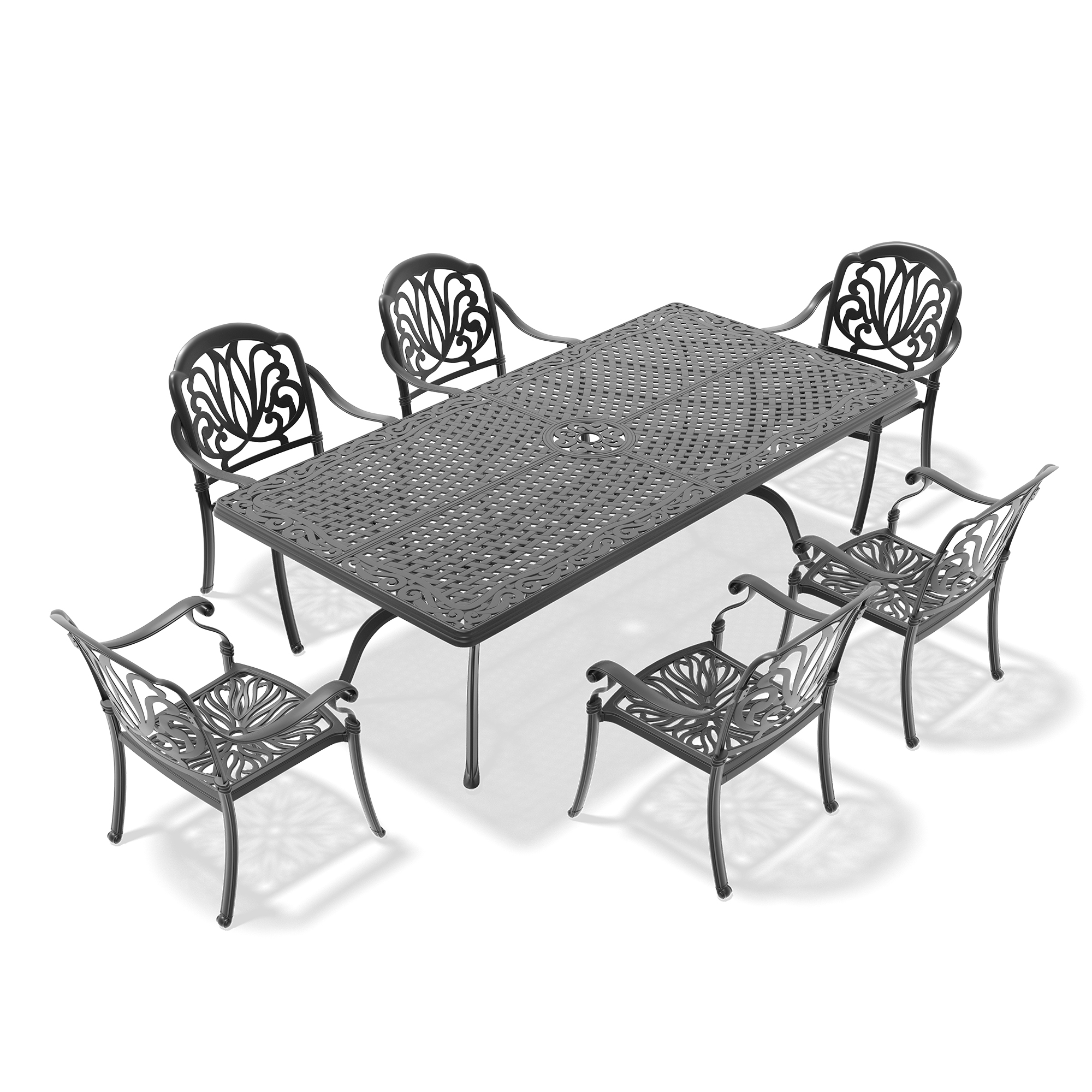 7-Piece Set Of Cast Aluminum Patio Furniture With Brown Cushions (same as:W1710S00498 , W1710S00169) - Image 4