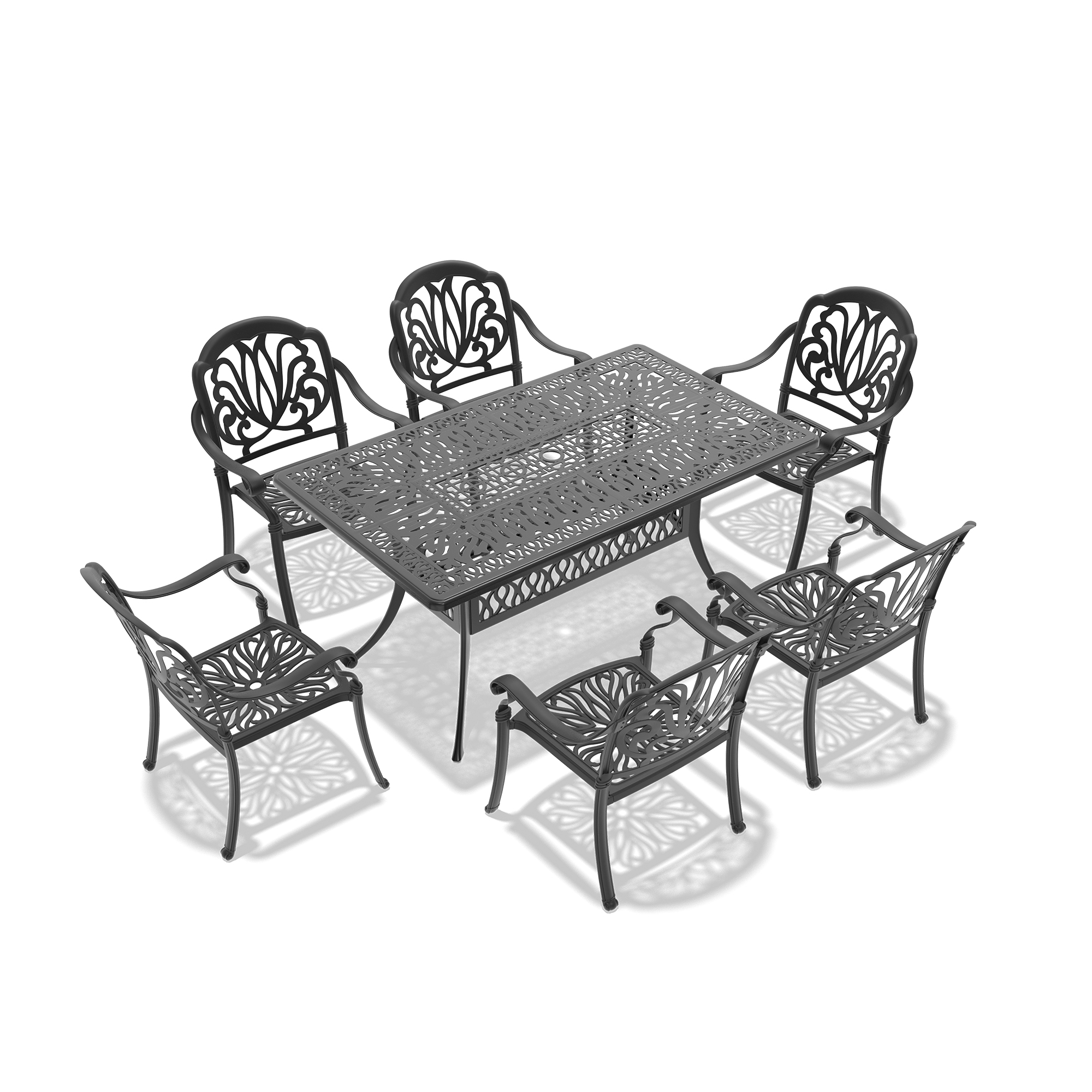 7-Piece Set Of Cast Aluminum Patio Furniture With Brown Cushions (same as:W1710S00488 ,W1710S00086,W1710S00006) - Image 4