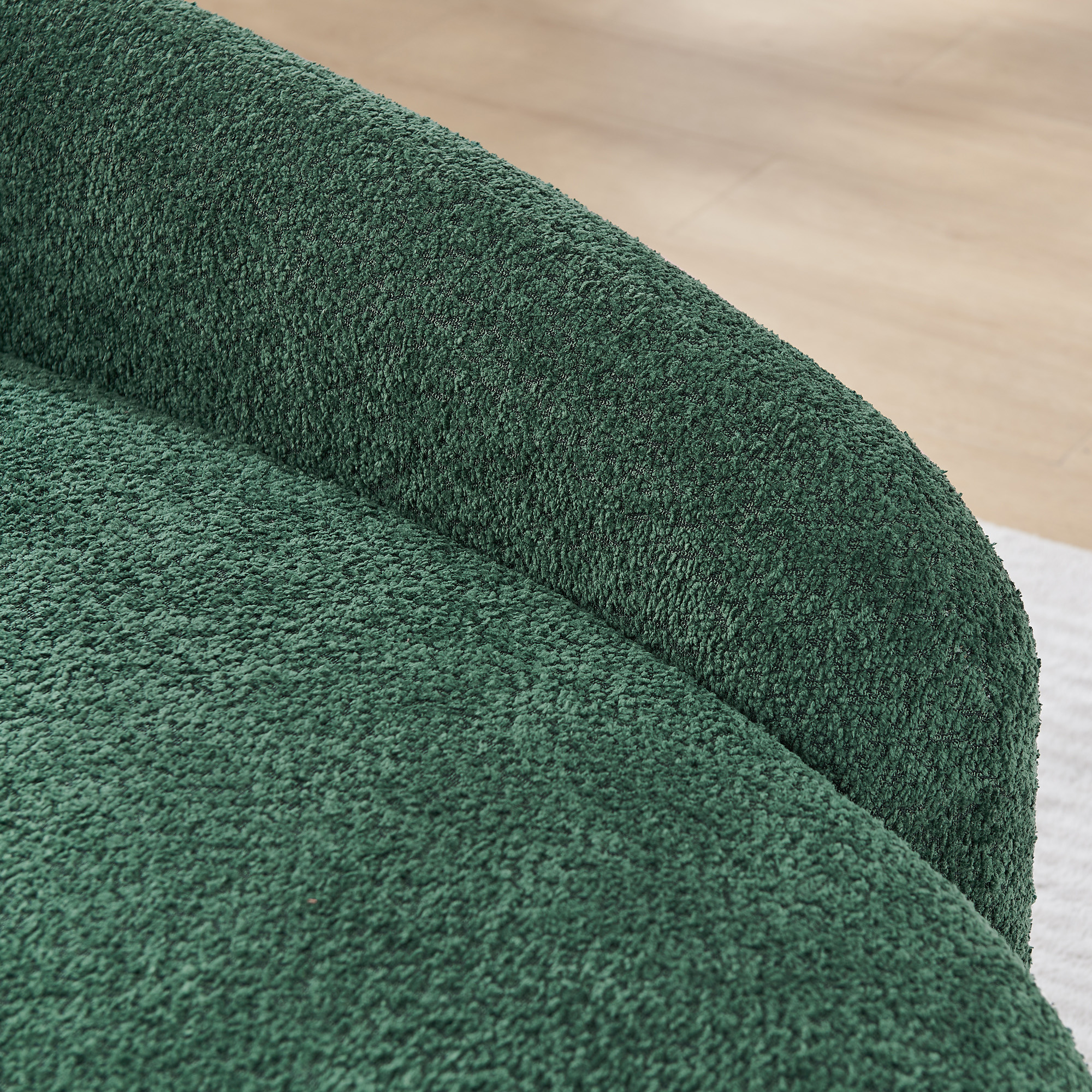 Modern Oval Single Lazy Sofa Chair with Integrated Backrest, Side Armrest and Pillow, Compact Space-Saving Lounge Chair for Living Room Bedroom-Green - Image 6