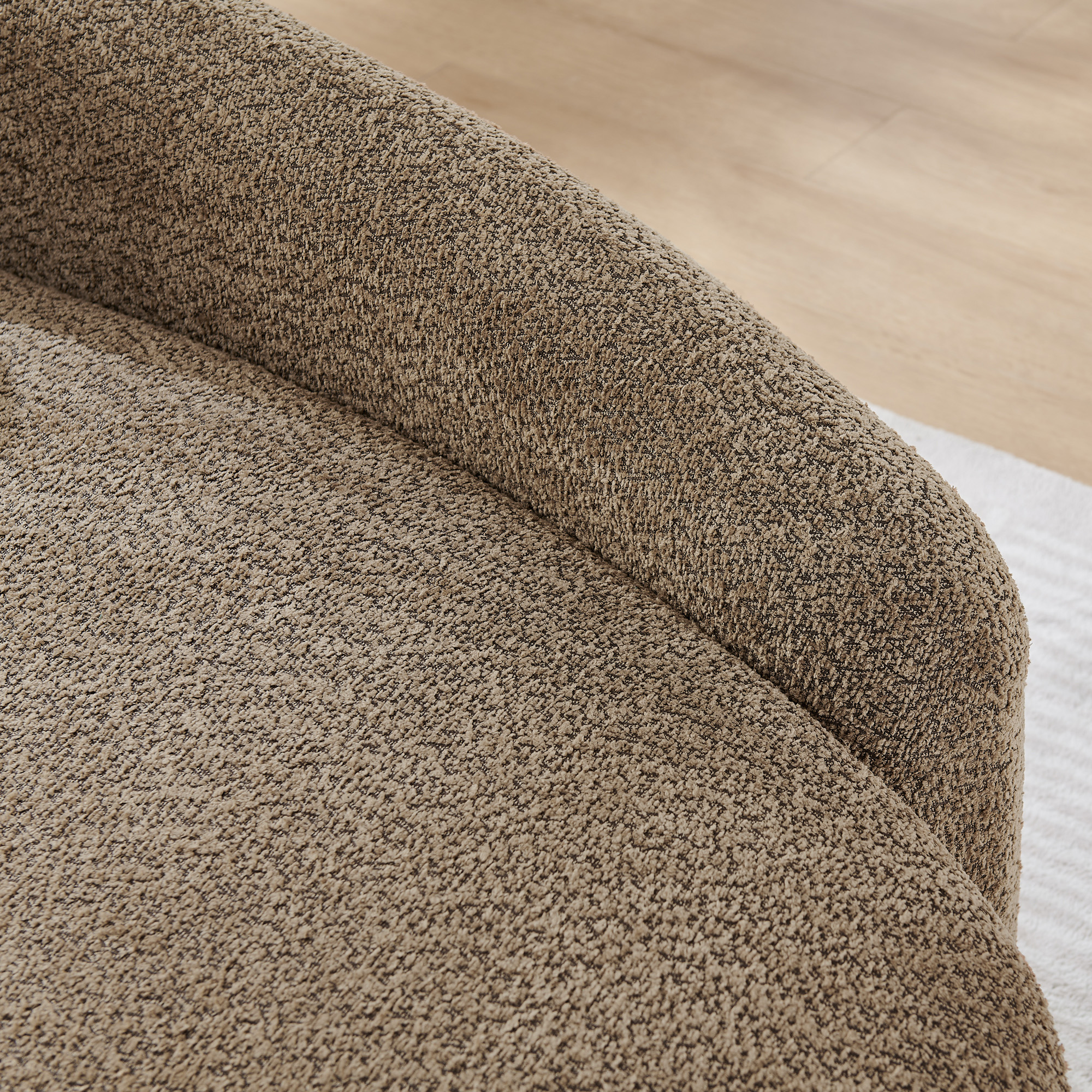 Modern Oval Single Lazy Sofa Chair with Integrated Backrest, Side Armrest and Pillow, Compact Space-Saving Lounge Chair for Living Room Bedroom-Brown - Image 6