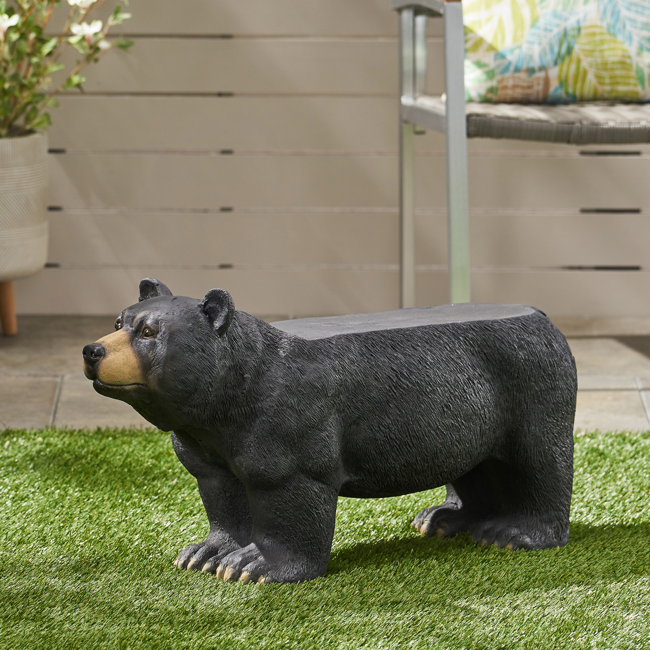MGO BEAR BENCH, Concrete Outdoor Bench, Outdoor Bench, Matte Black + Black - Image 5