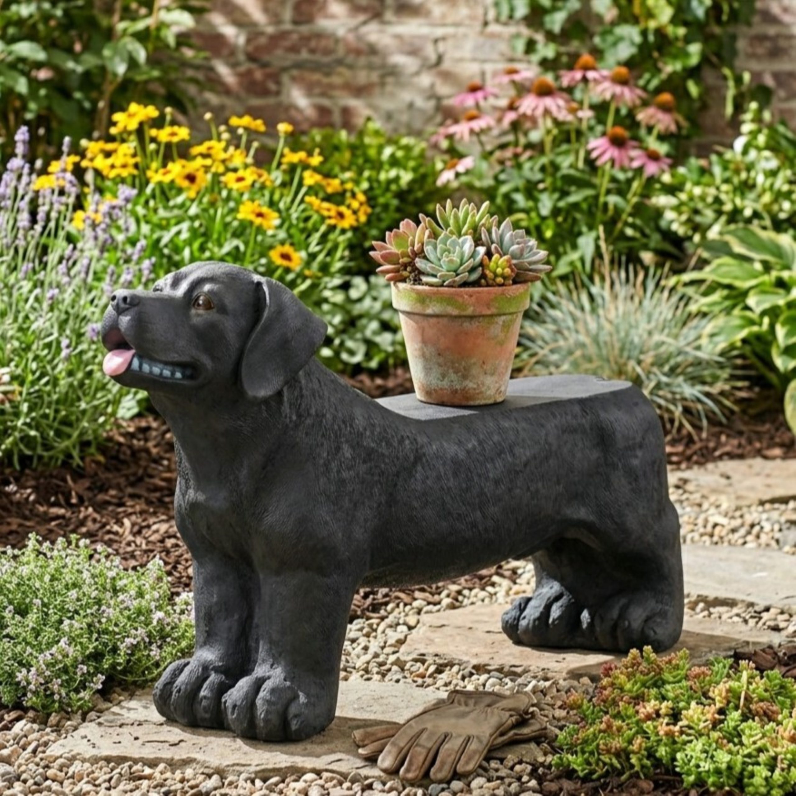 MGO DOG BENCH, Outdoor Bench, Matte Black + Black, No Assembly Required - Image 2