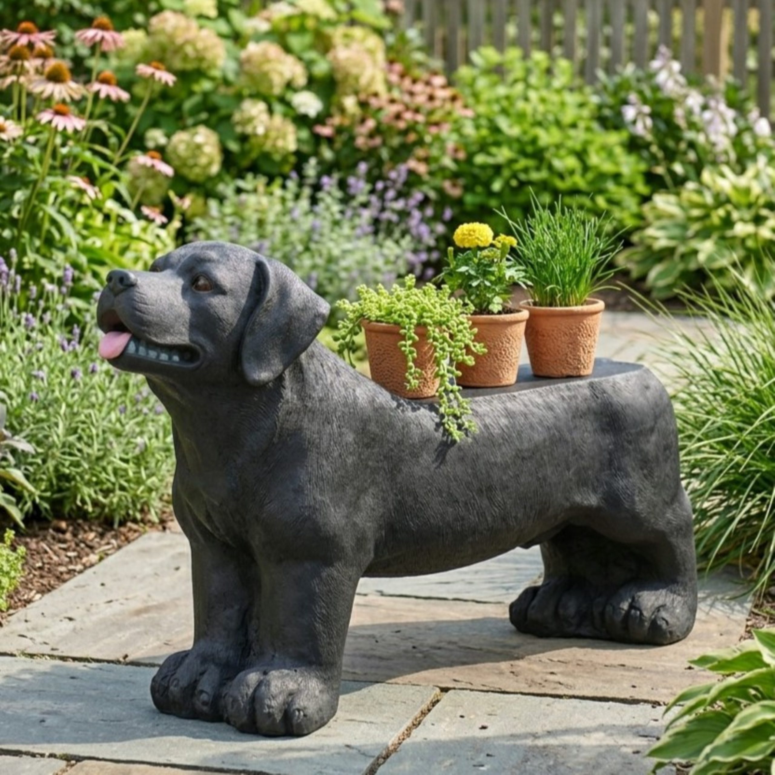 MGO DOG BENCH, Outdoor Bench, Matte Black + Black, No Assembly Required - Image 3
