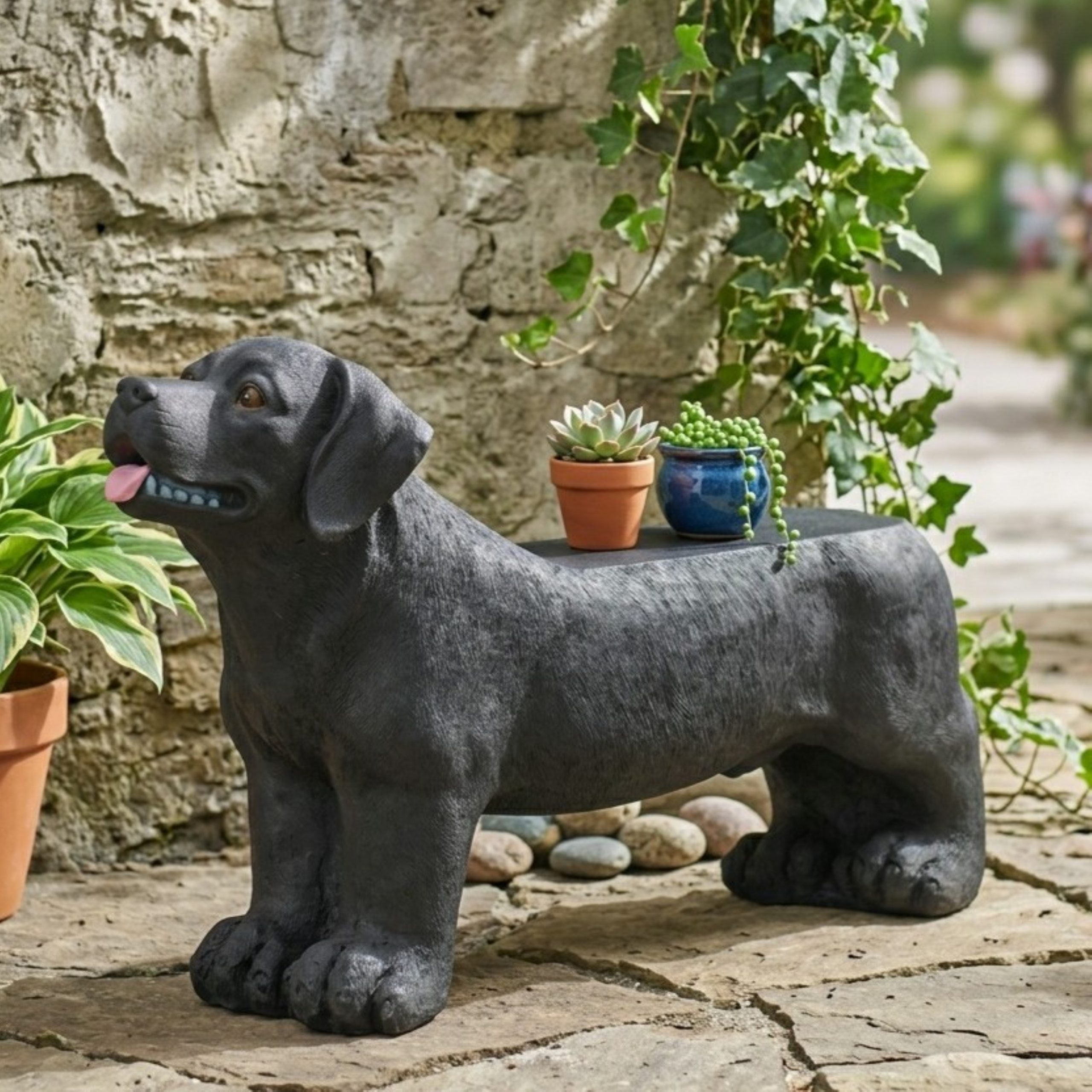 MGO DOG BENCH, Outdoor Bench, Matte Black + Black, No Assembly Required - Image 4