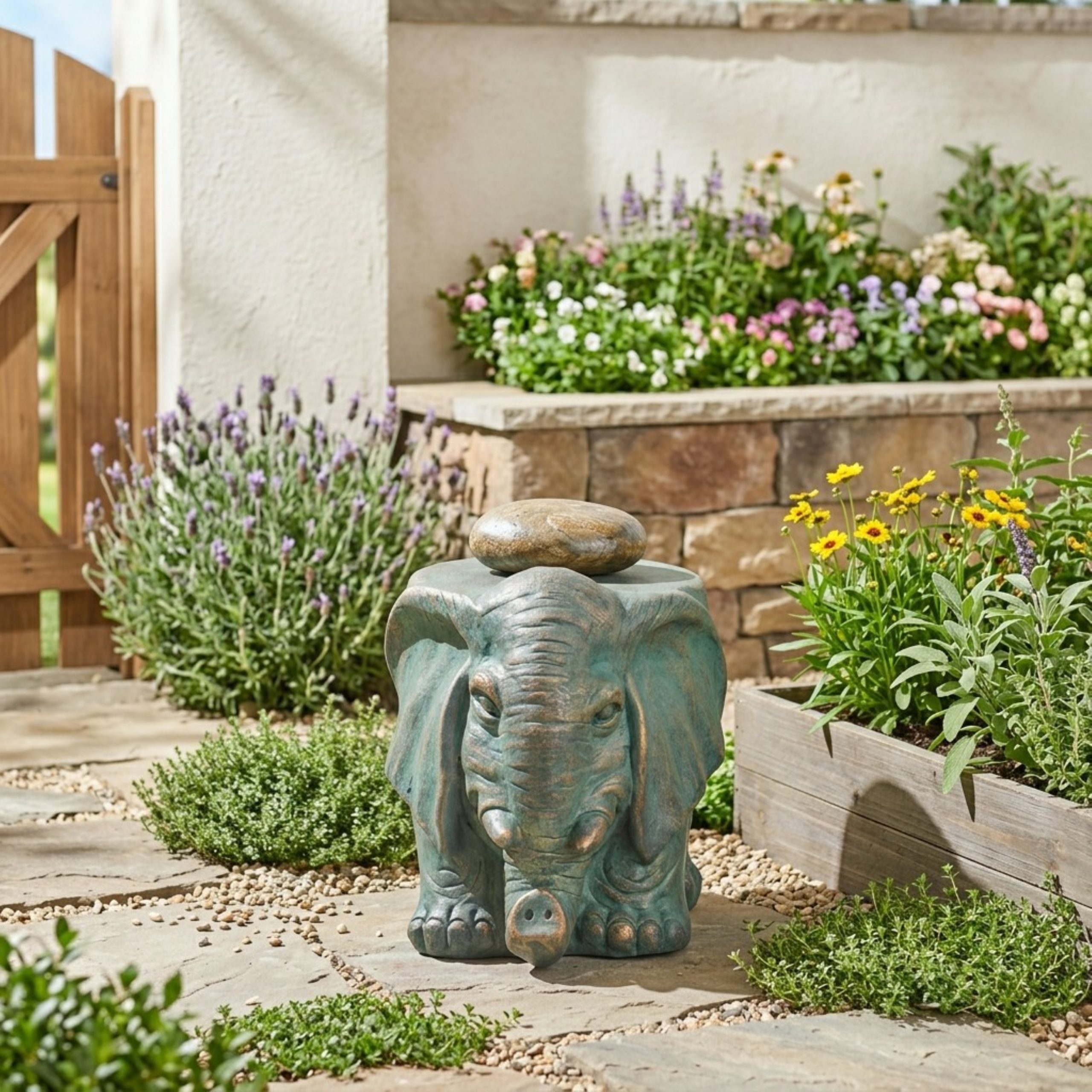 Elephant Garden Stool, Copper Patina - Image 2