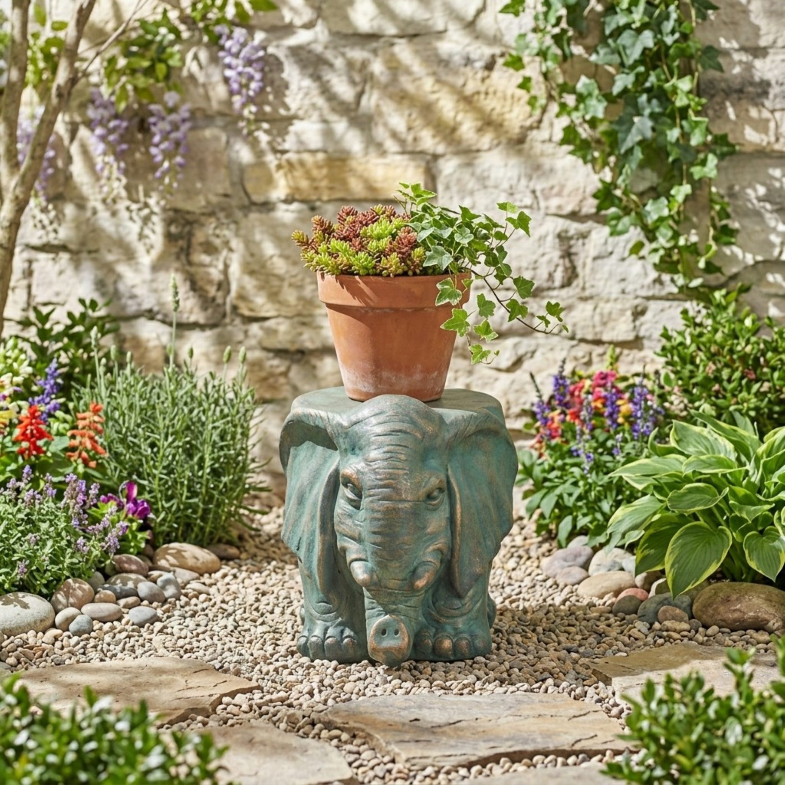 Elephant Garden Stool, Copper Patina - Image 3