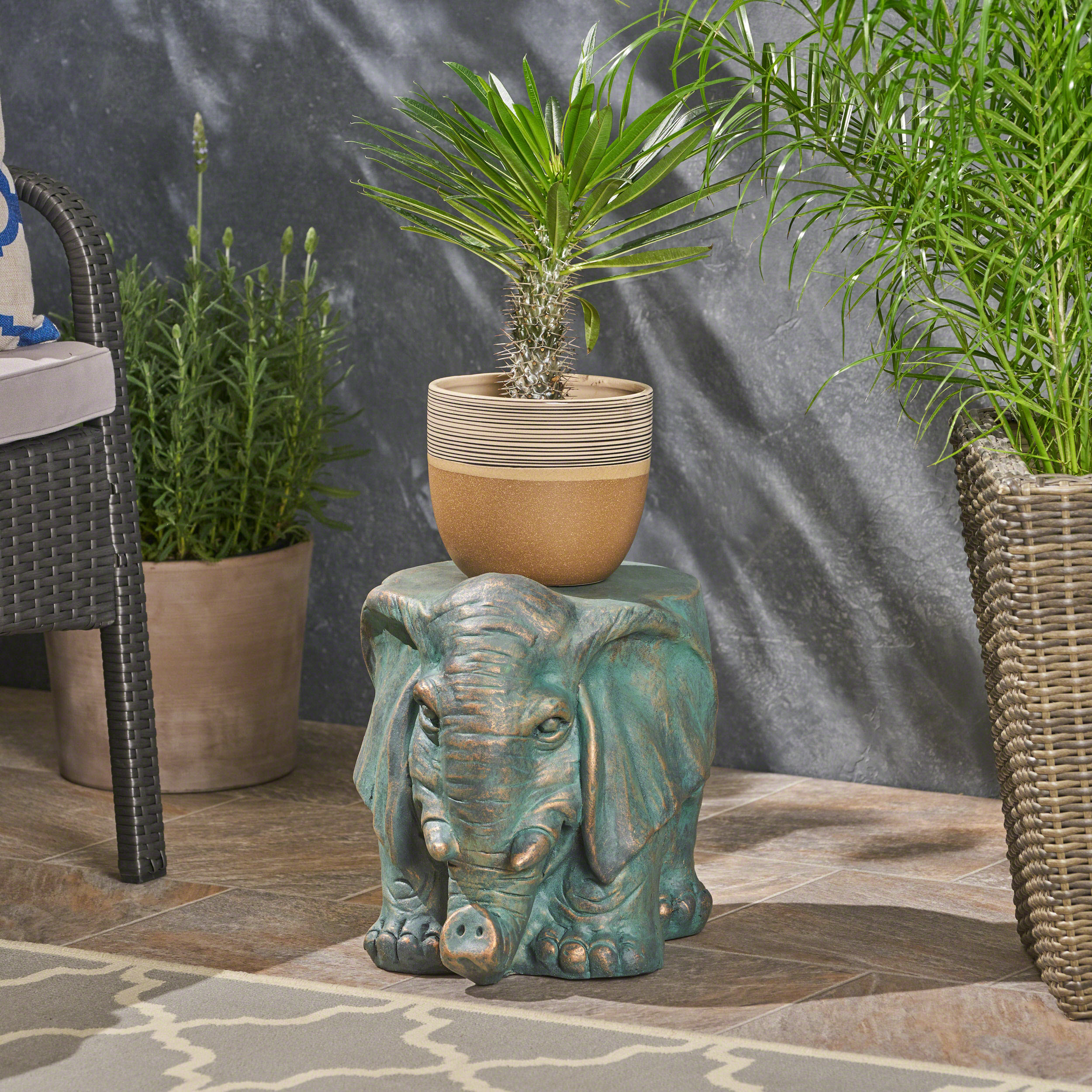 Elephant Garden Stool, Copper Patina - Image 4