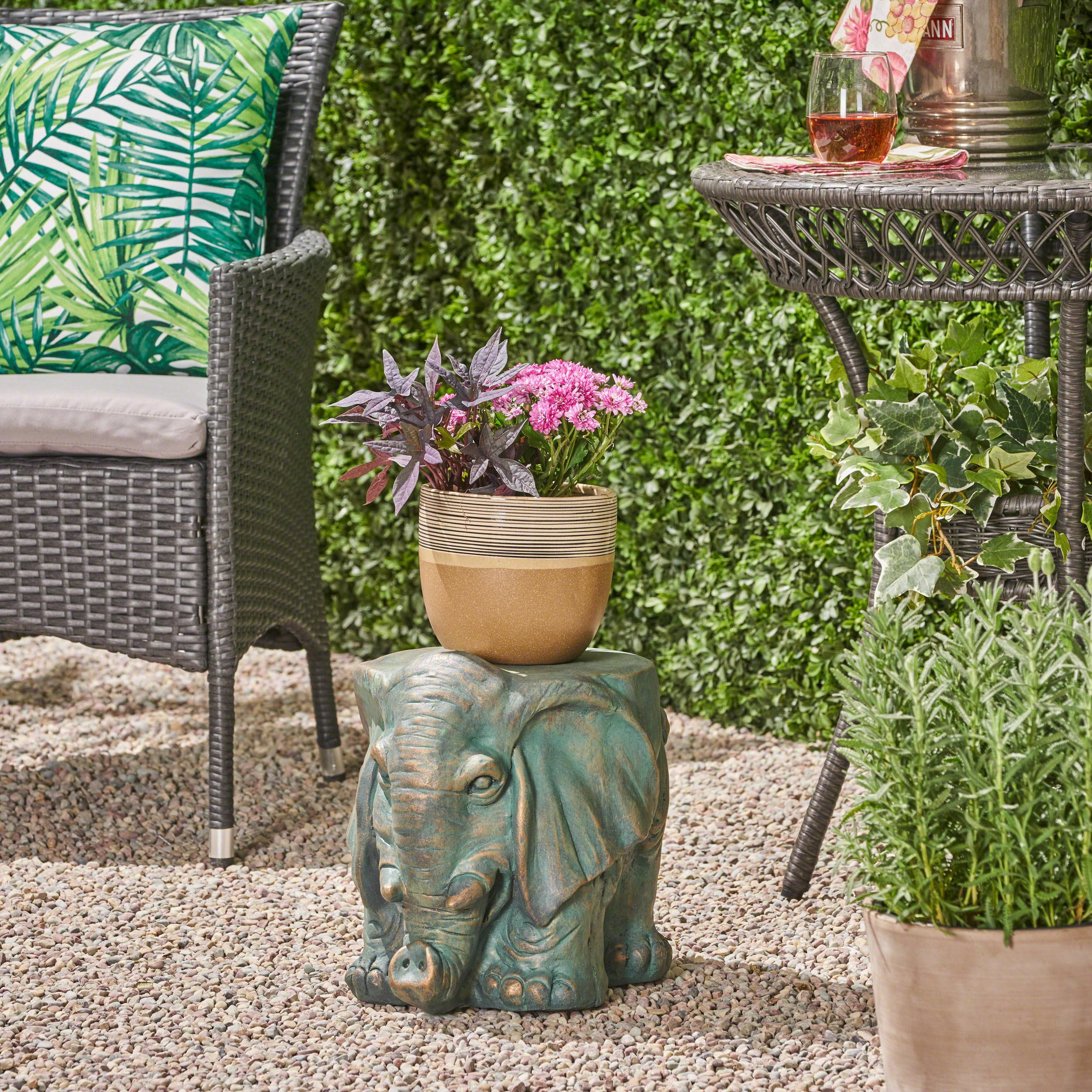 Elephant Garden Stool, Copper Patina - Image 5